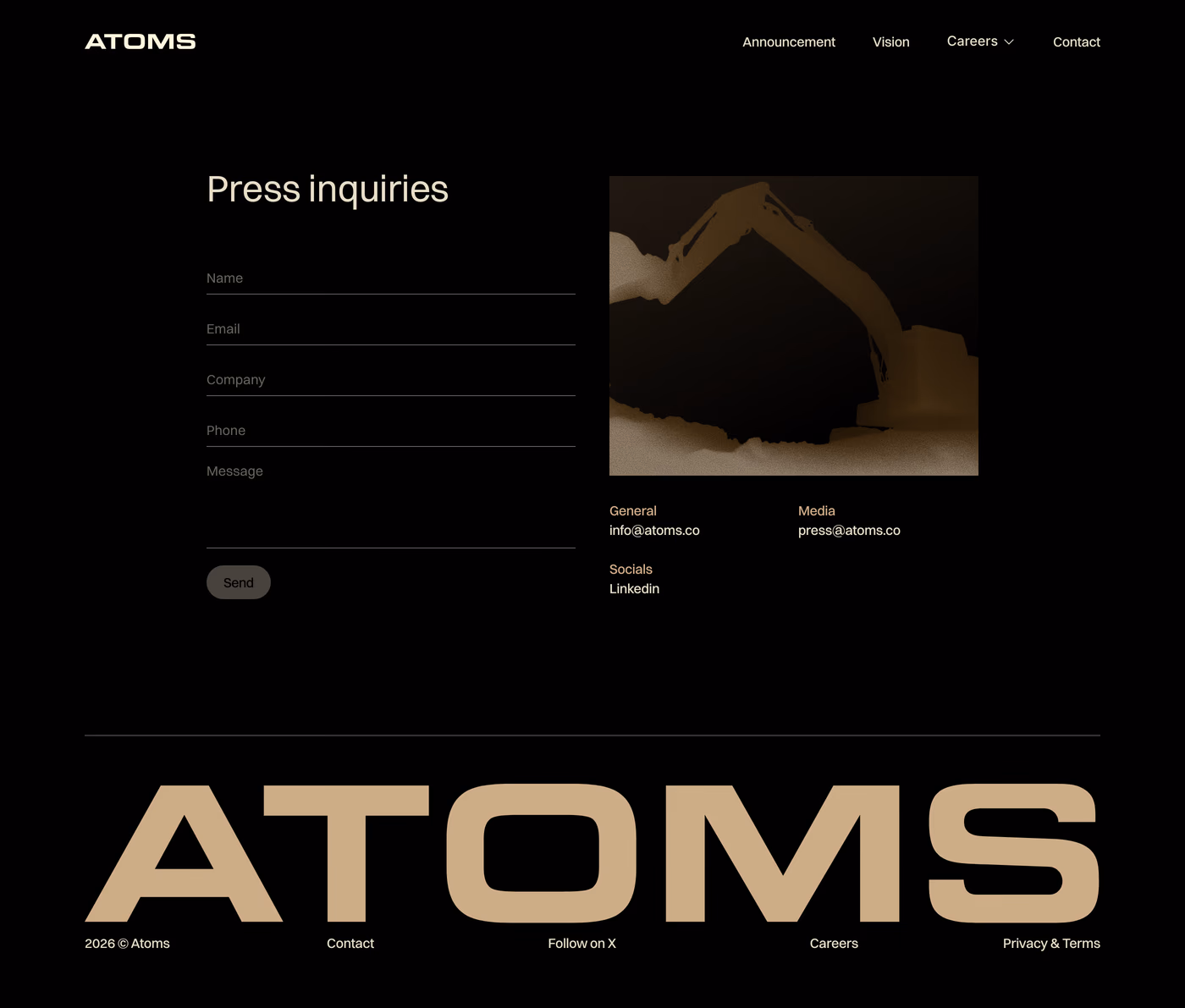 Atoms contact page