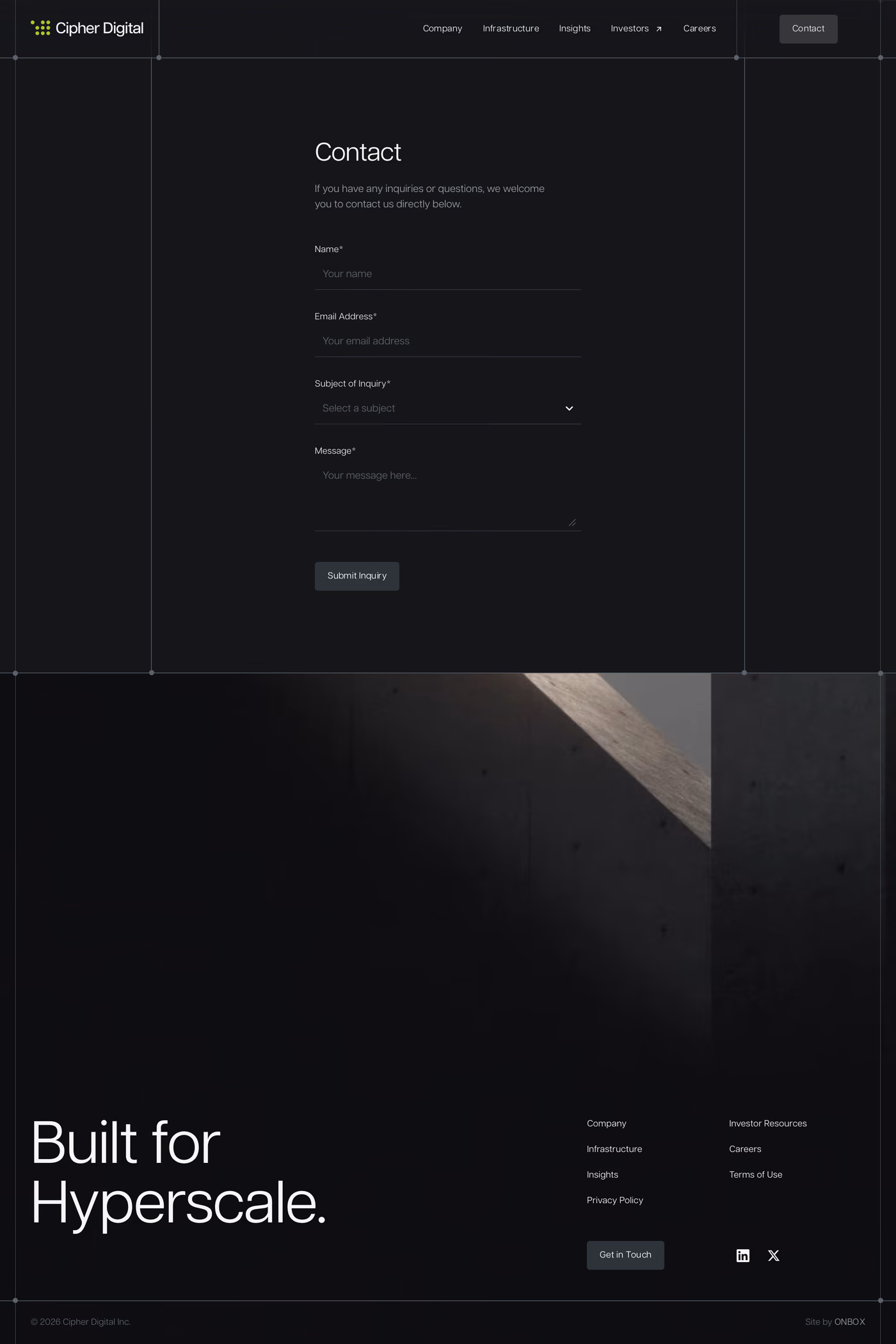 Cipher contact page