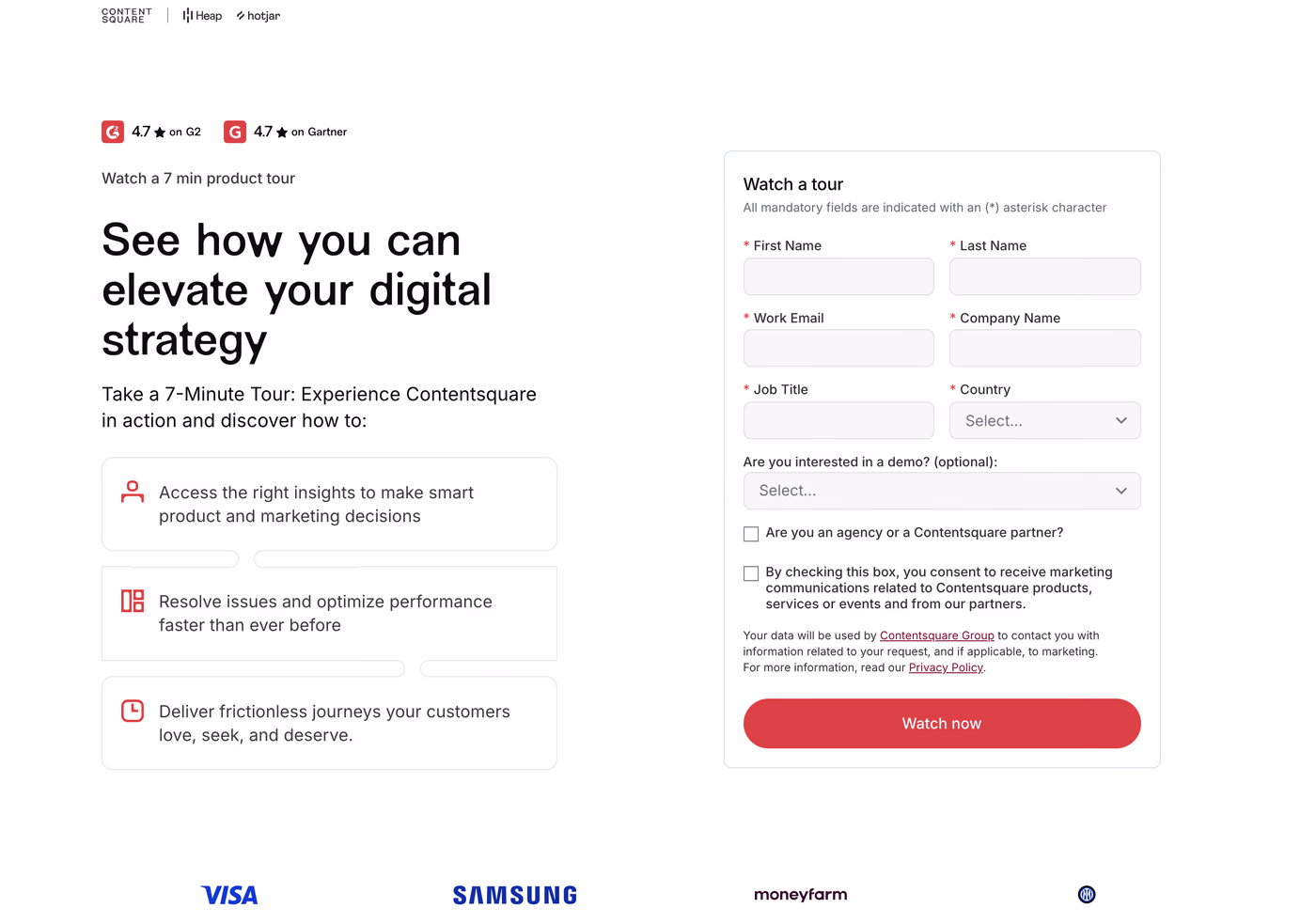 Contentsquare features page