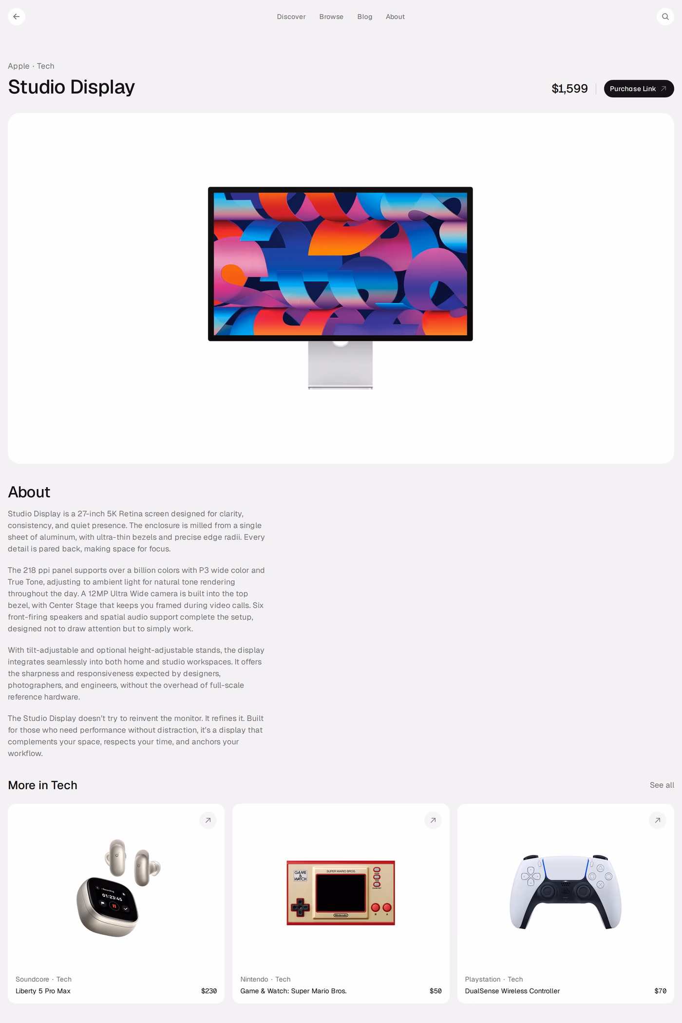 Curated Supply product page page