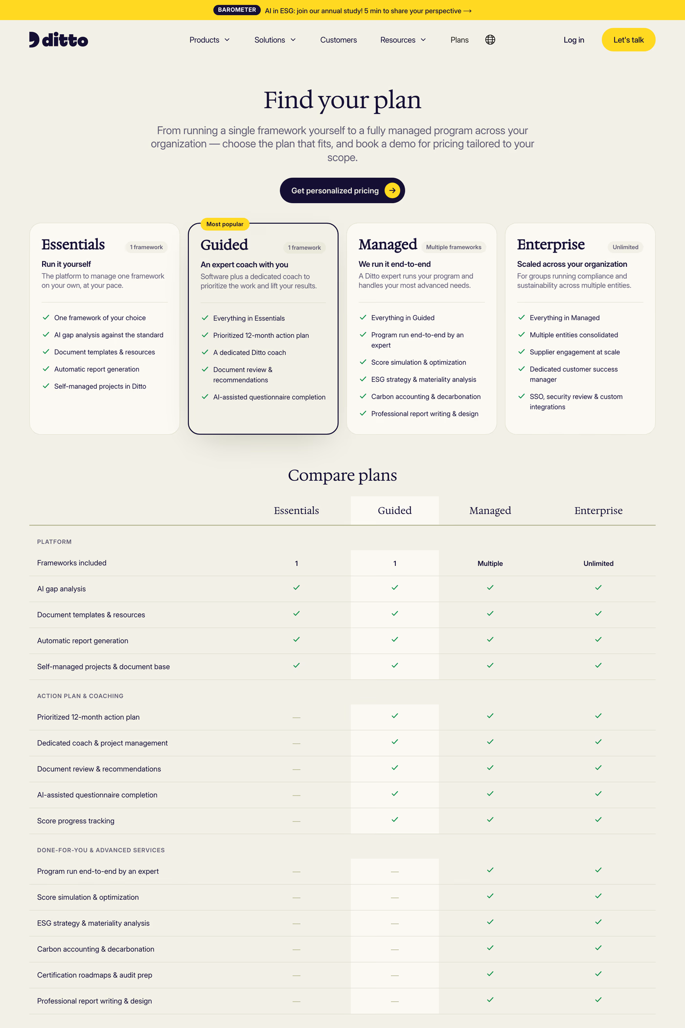 Ditto pricing page