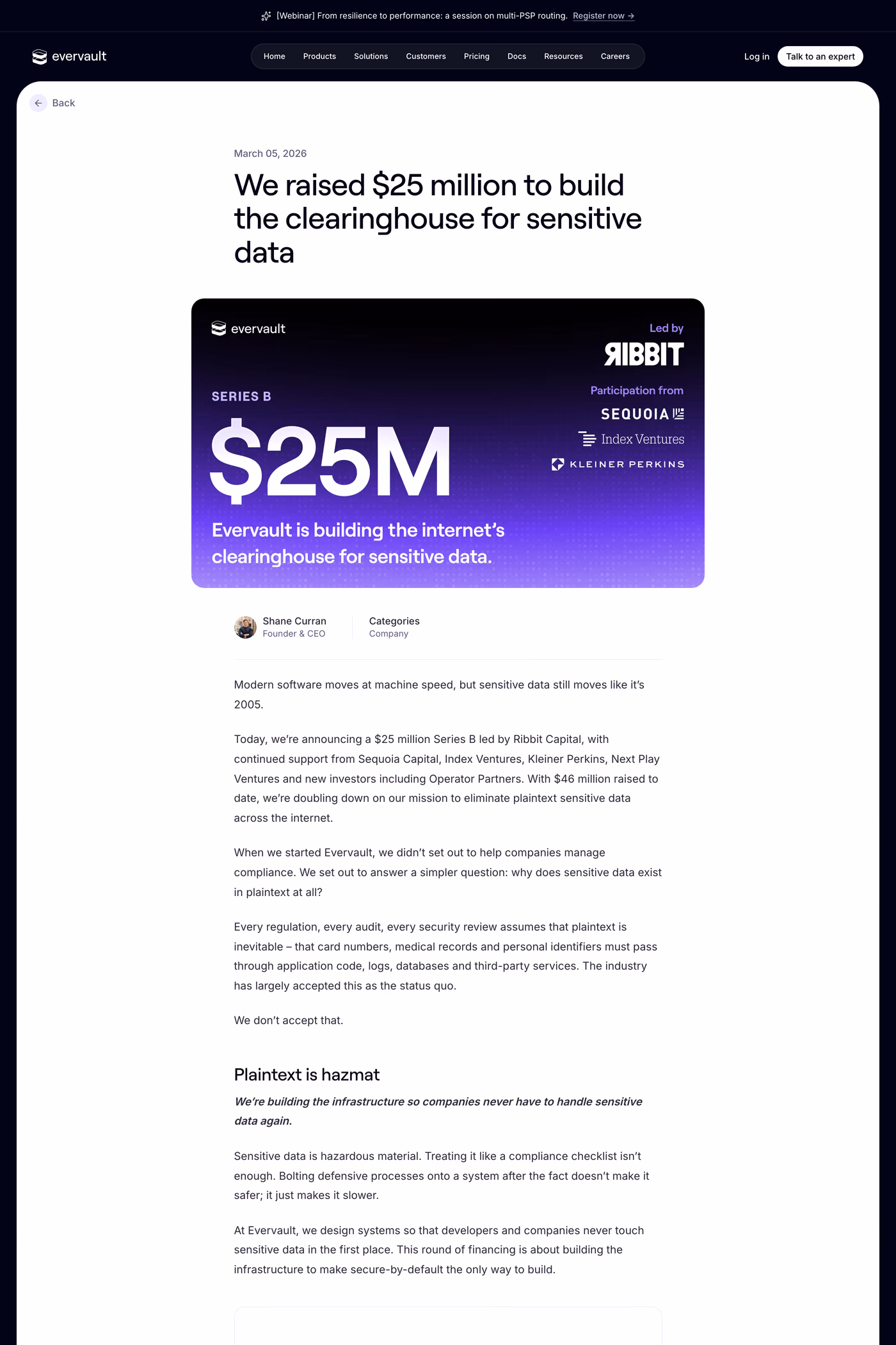 Evervault blog page