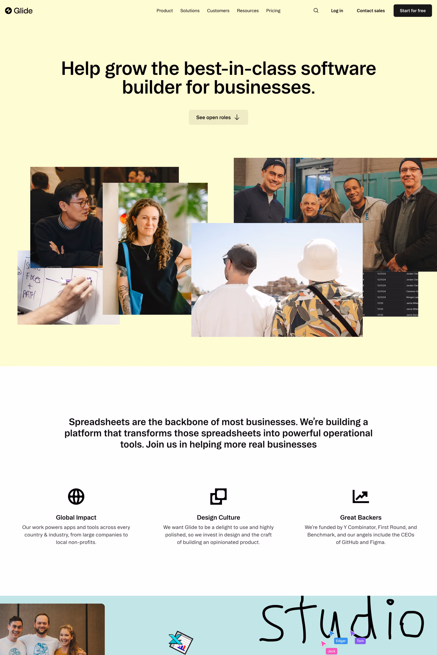 Glide careers page