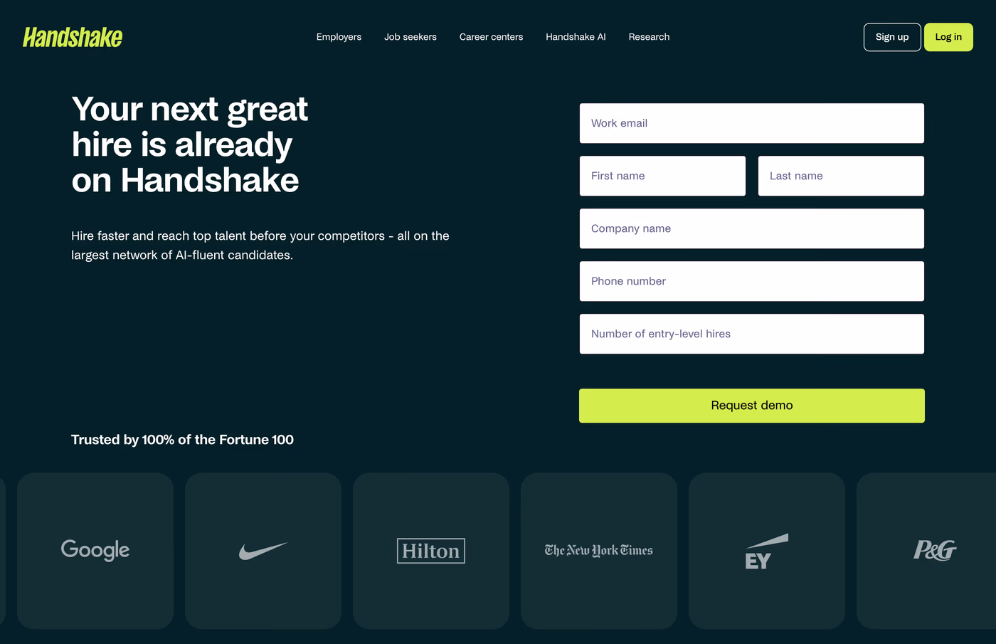Handshake contact page