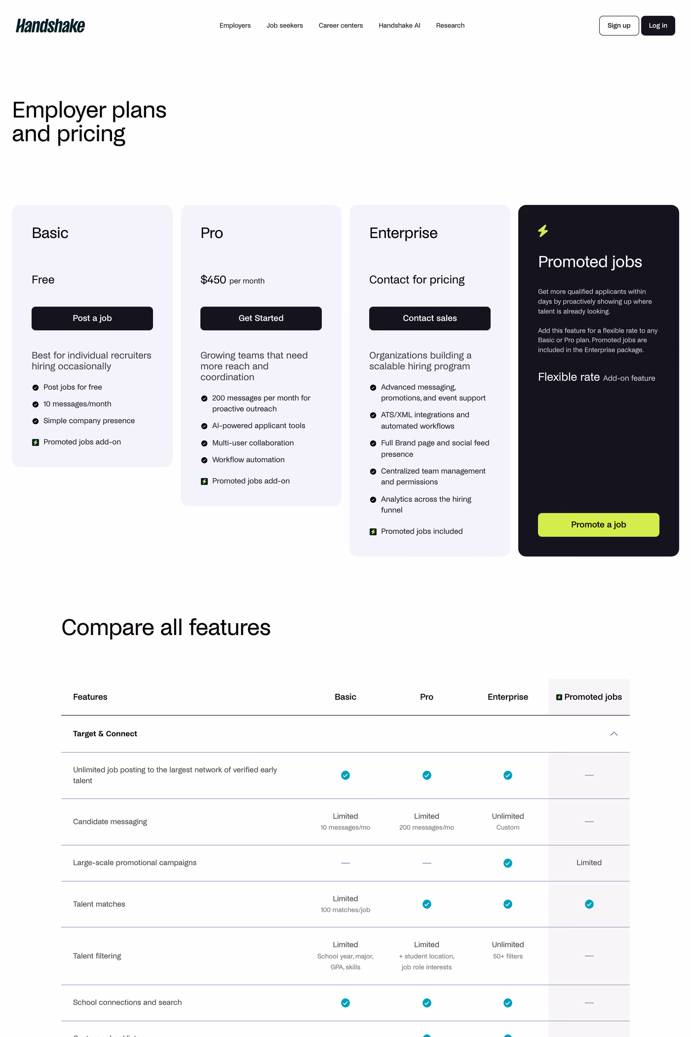 Handshake pricing page