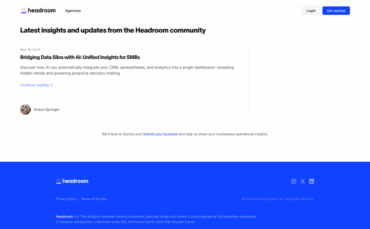 Headroom blog page