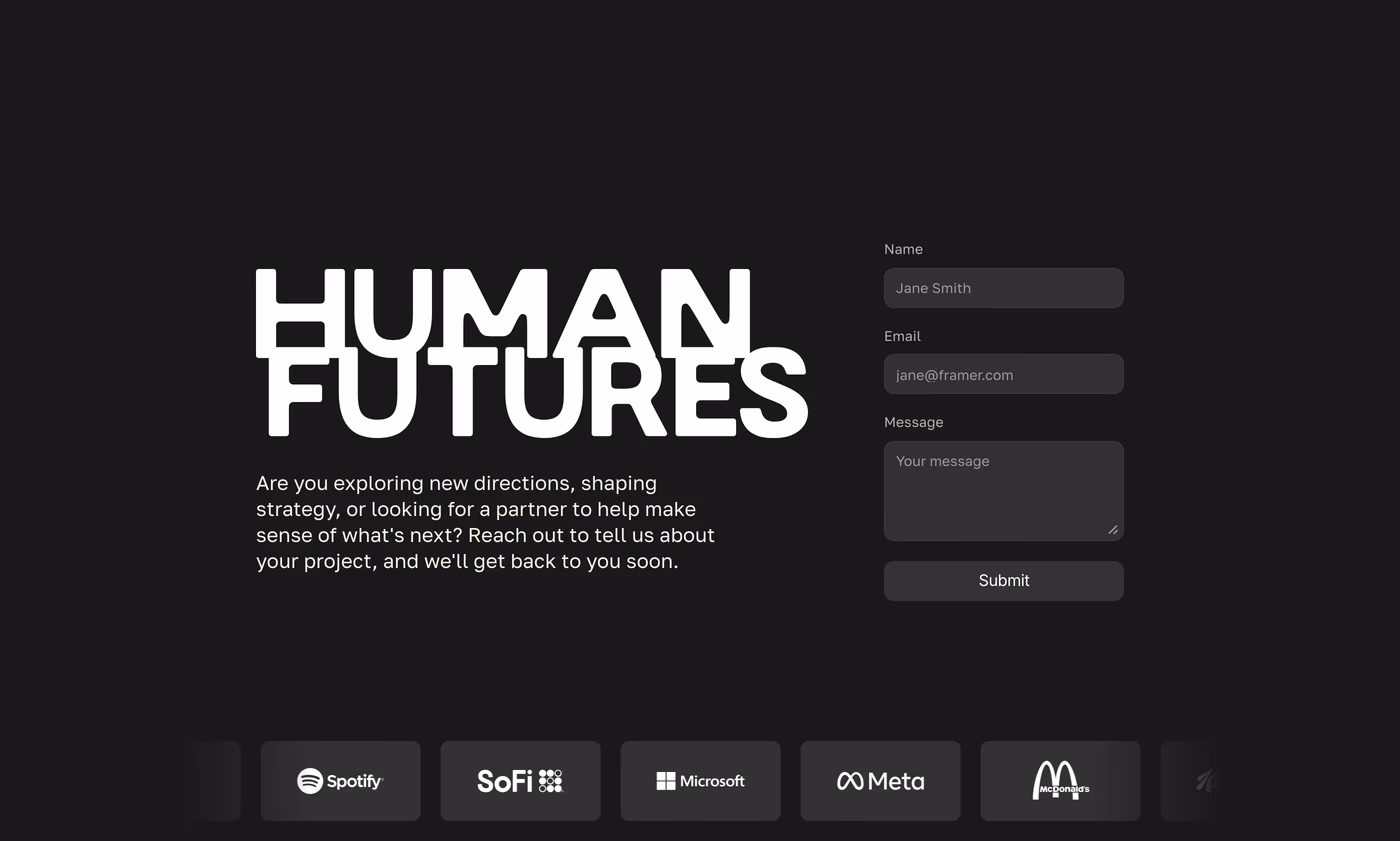 Human Futures contact page