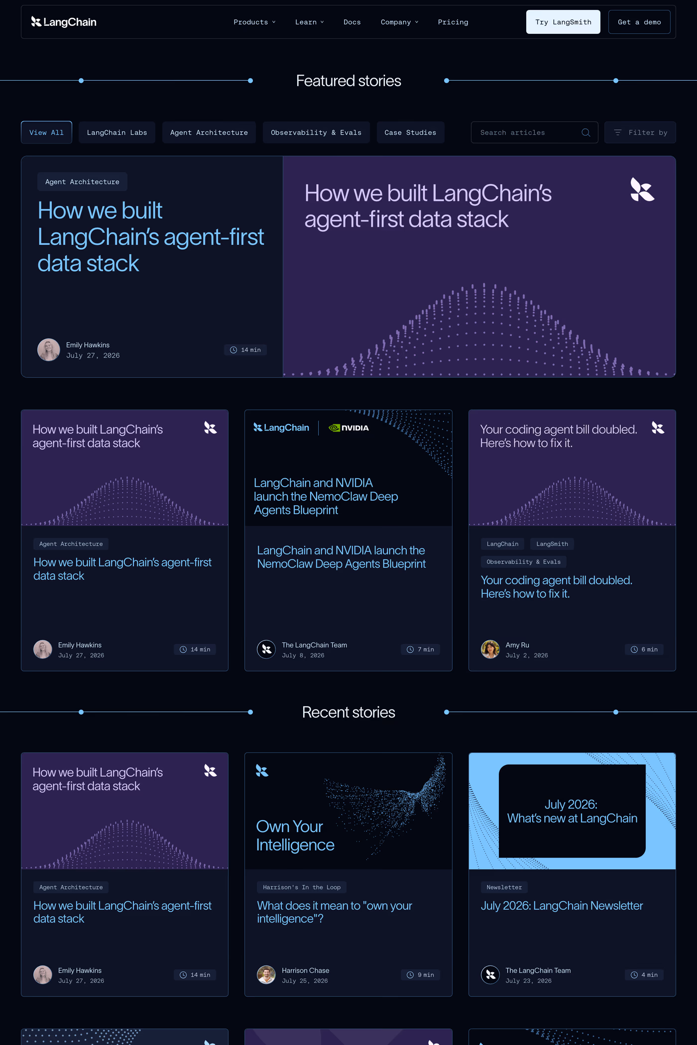 LangChain blog page