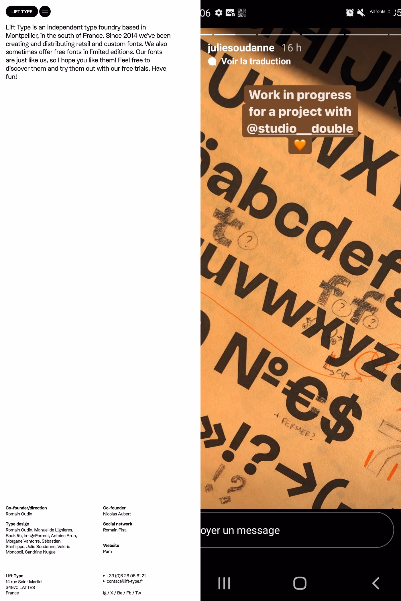Lift Type about page