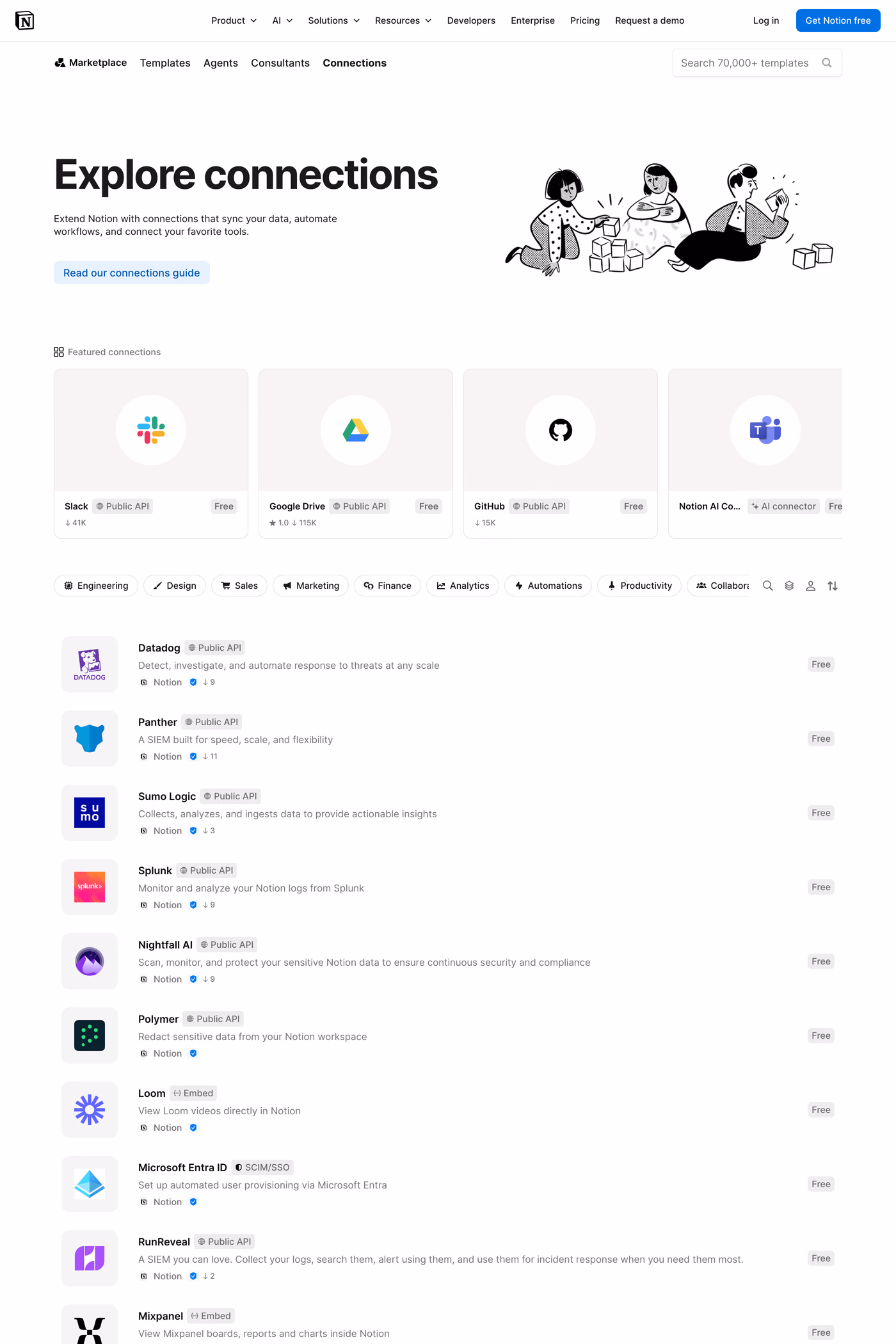 Notion integrations page