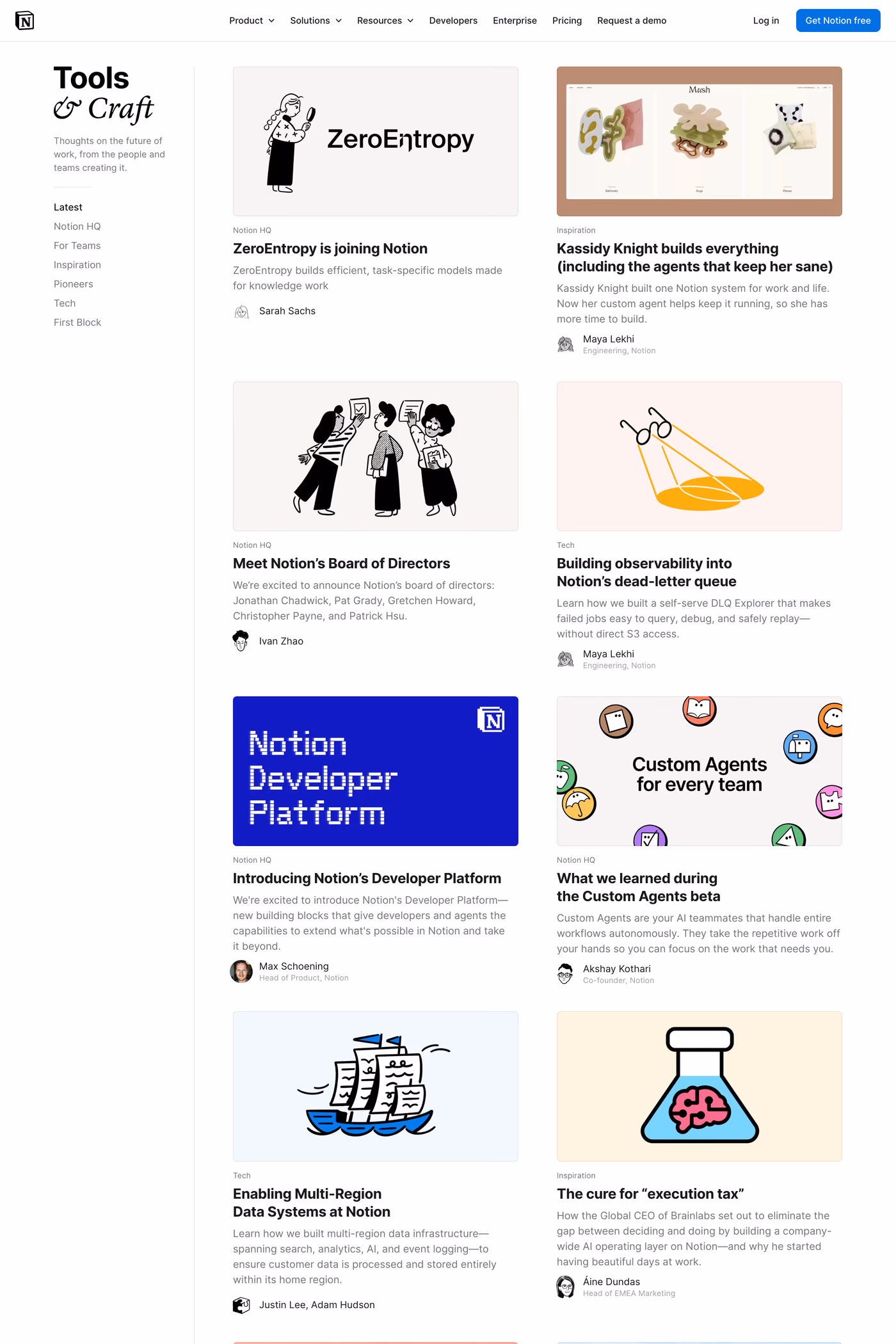 Notion blog page