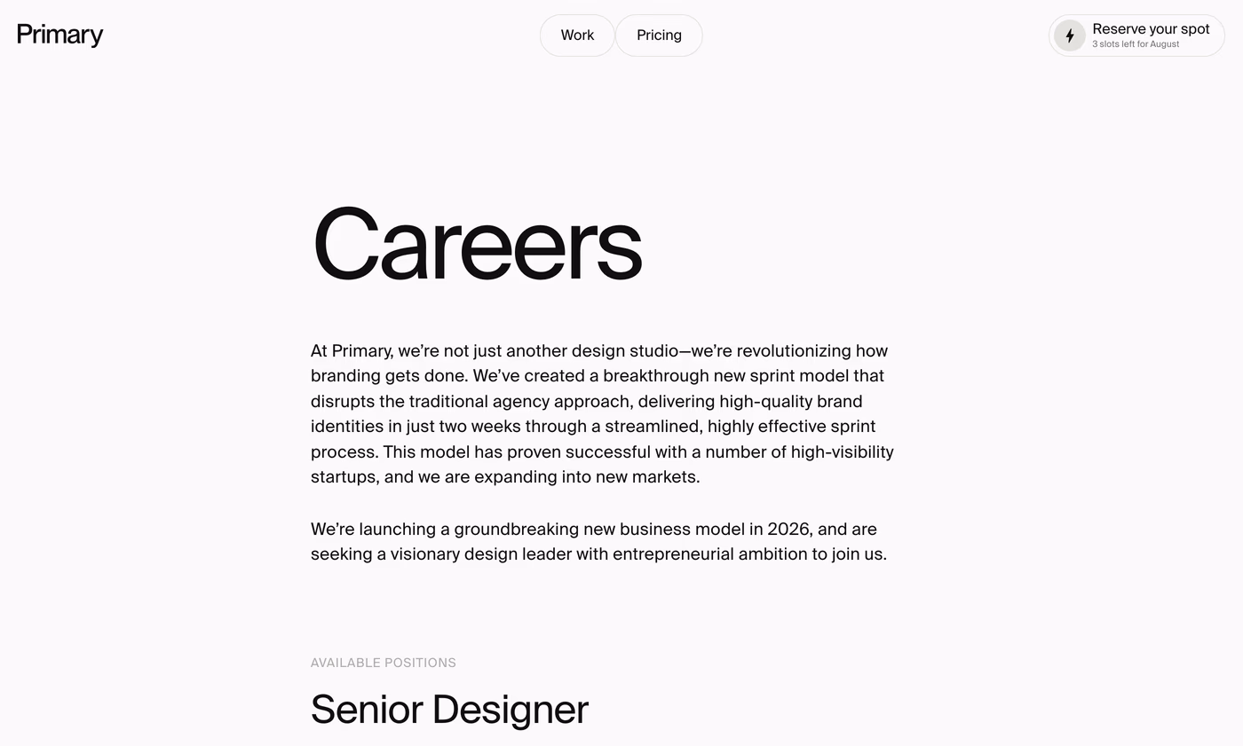 Primary Studio careers page