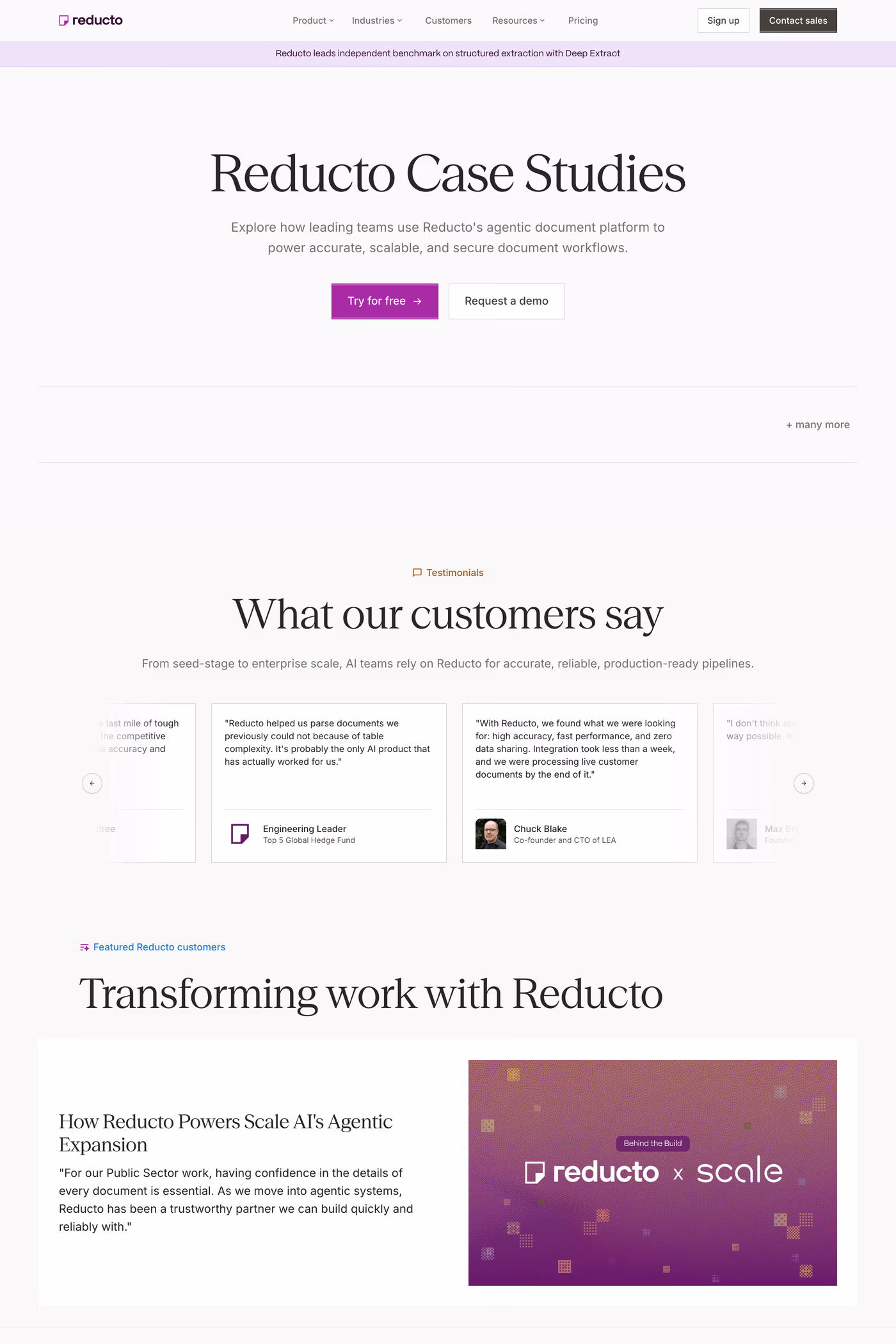 Reducto case studies page