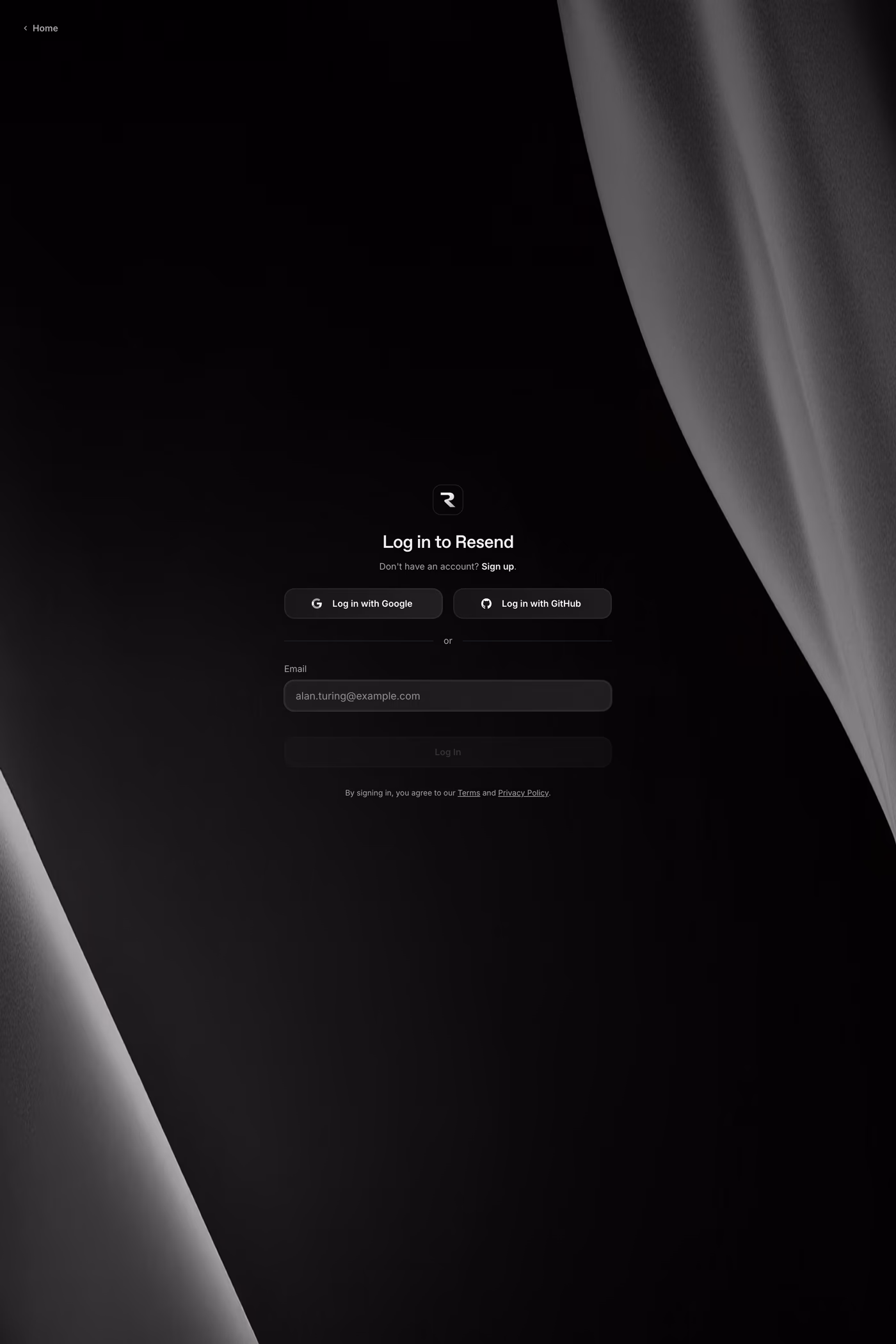 Resend login page