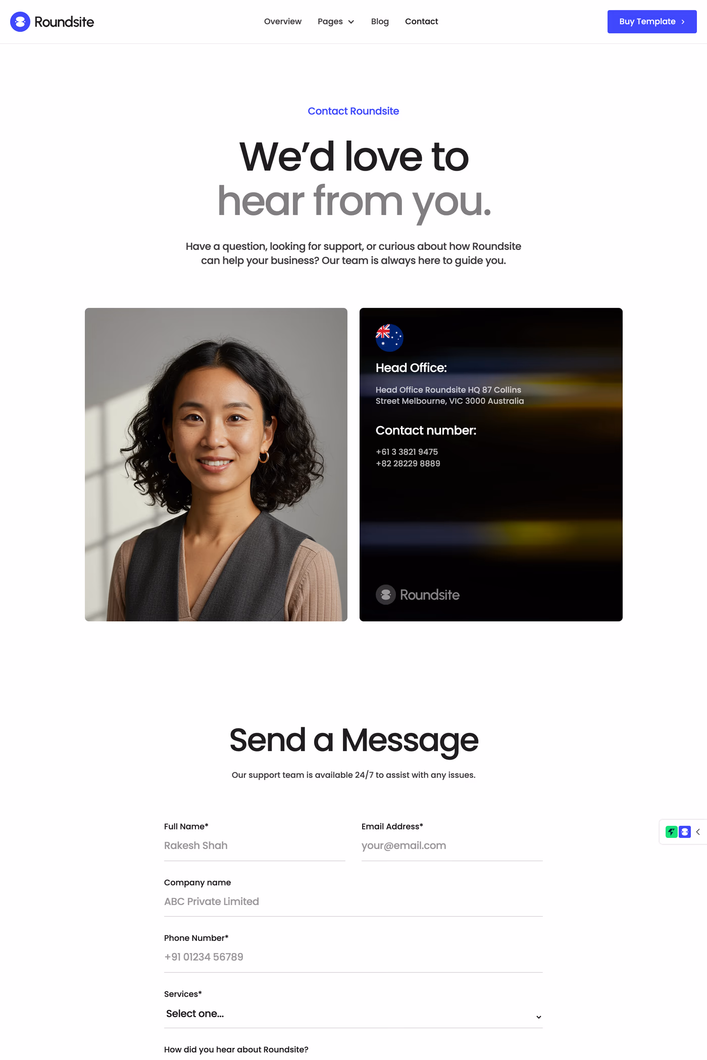 Roundsite contact page