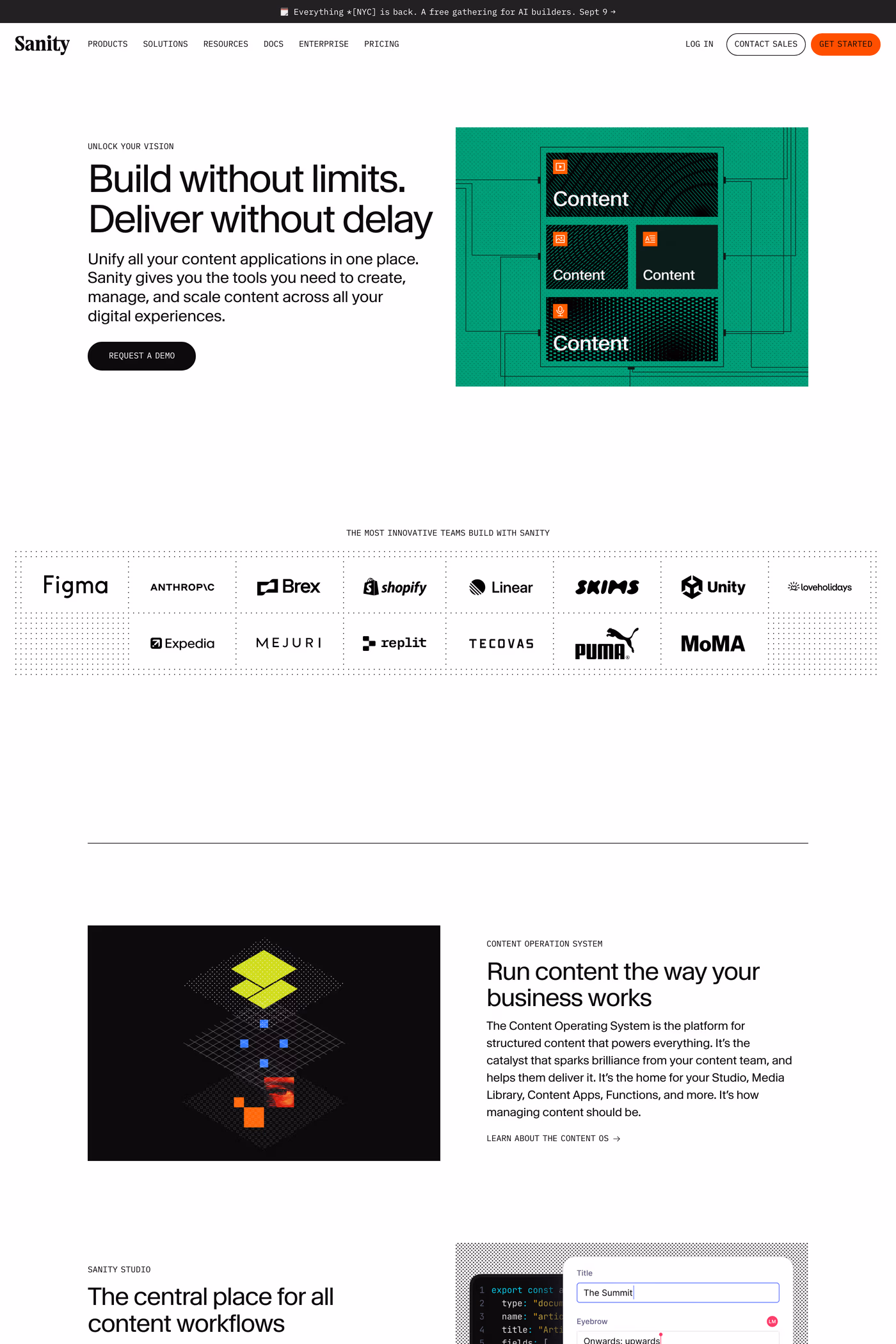 Sanity features page