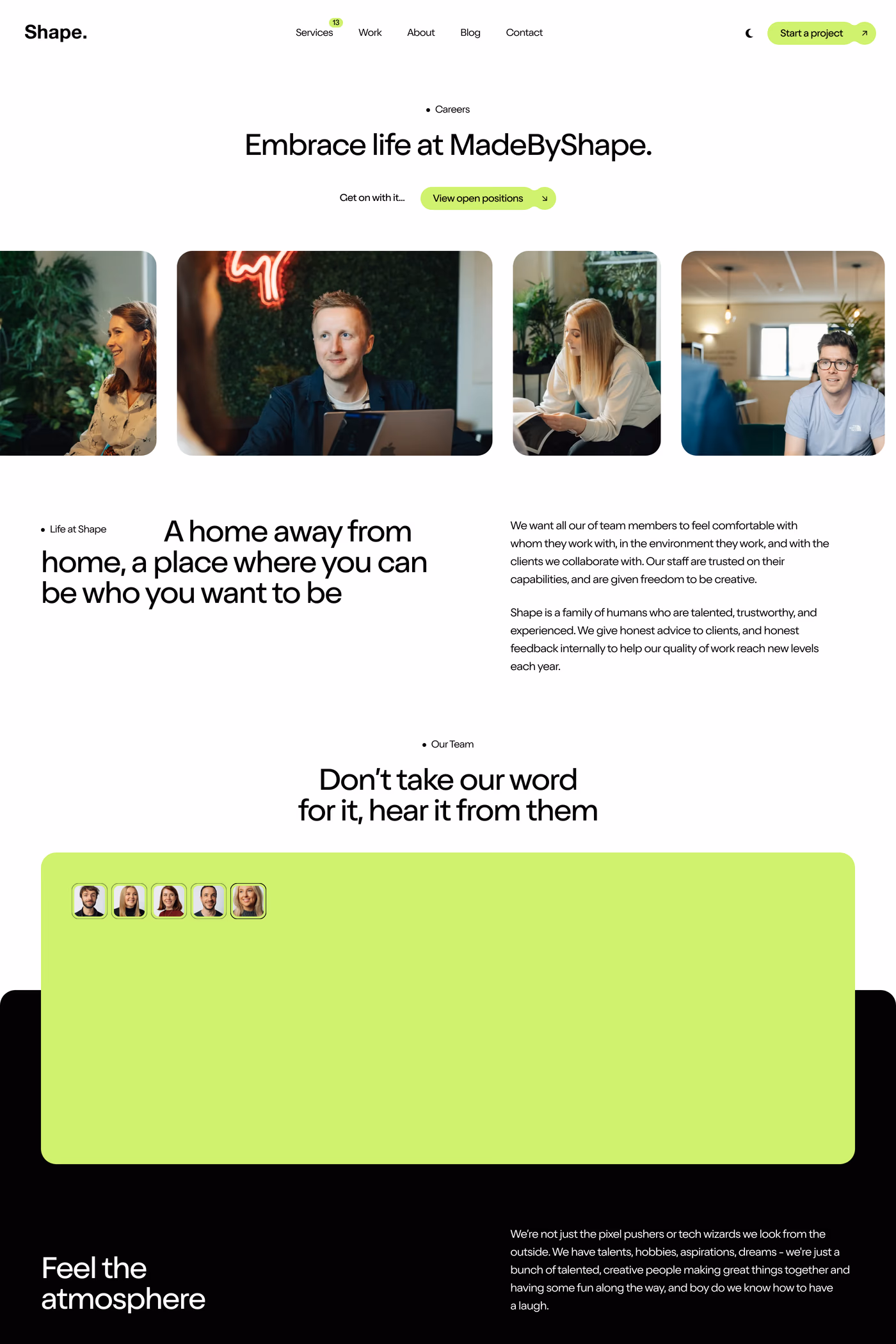 Shape careers page