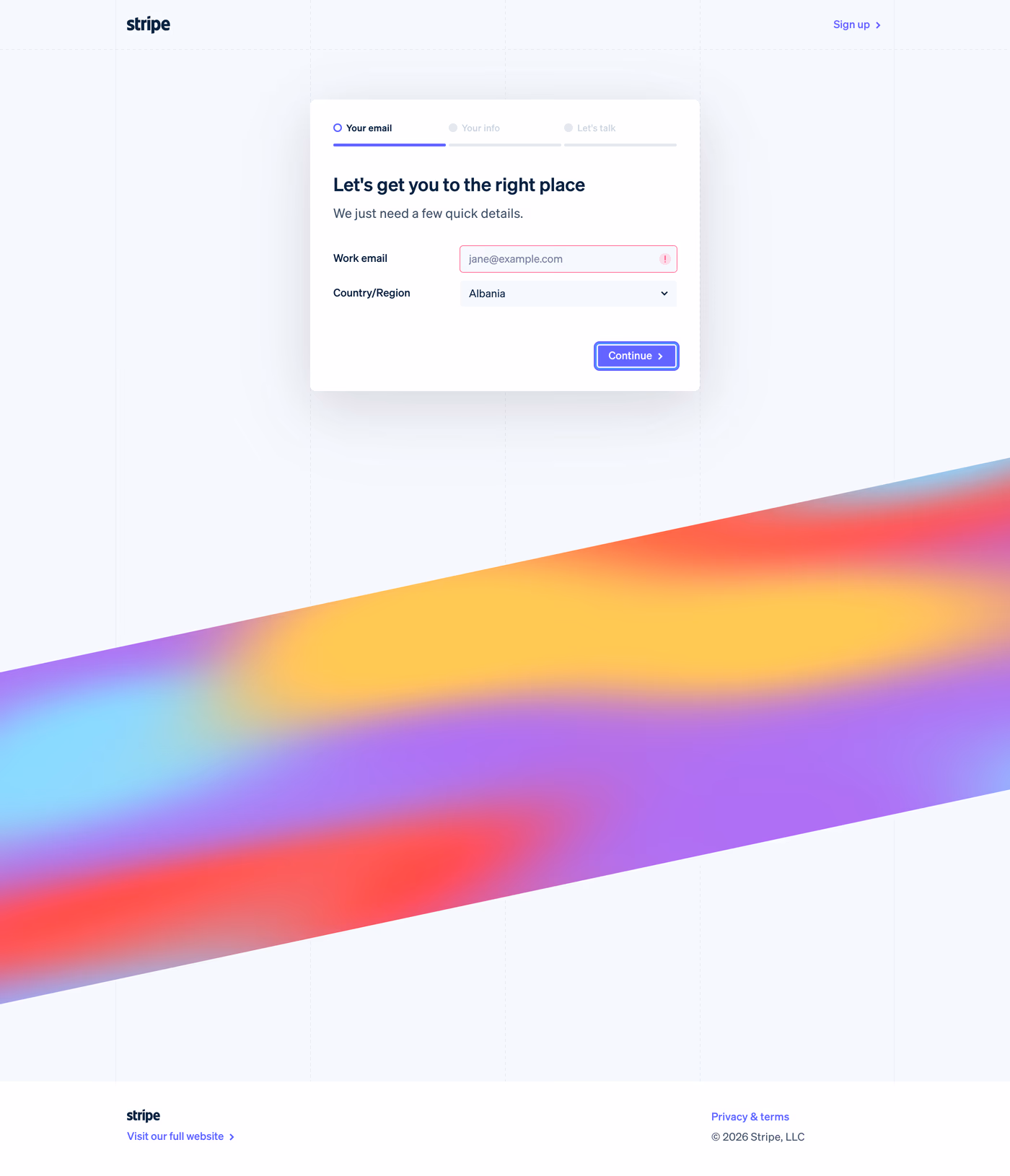 Stripe contact page
