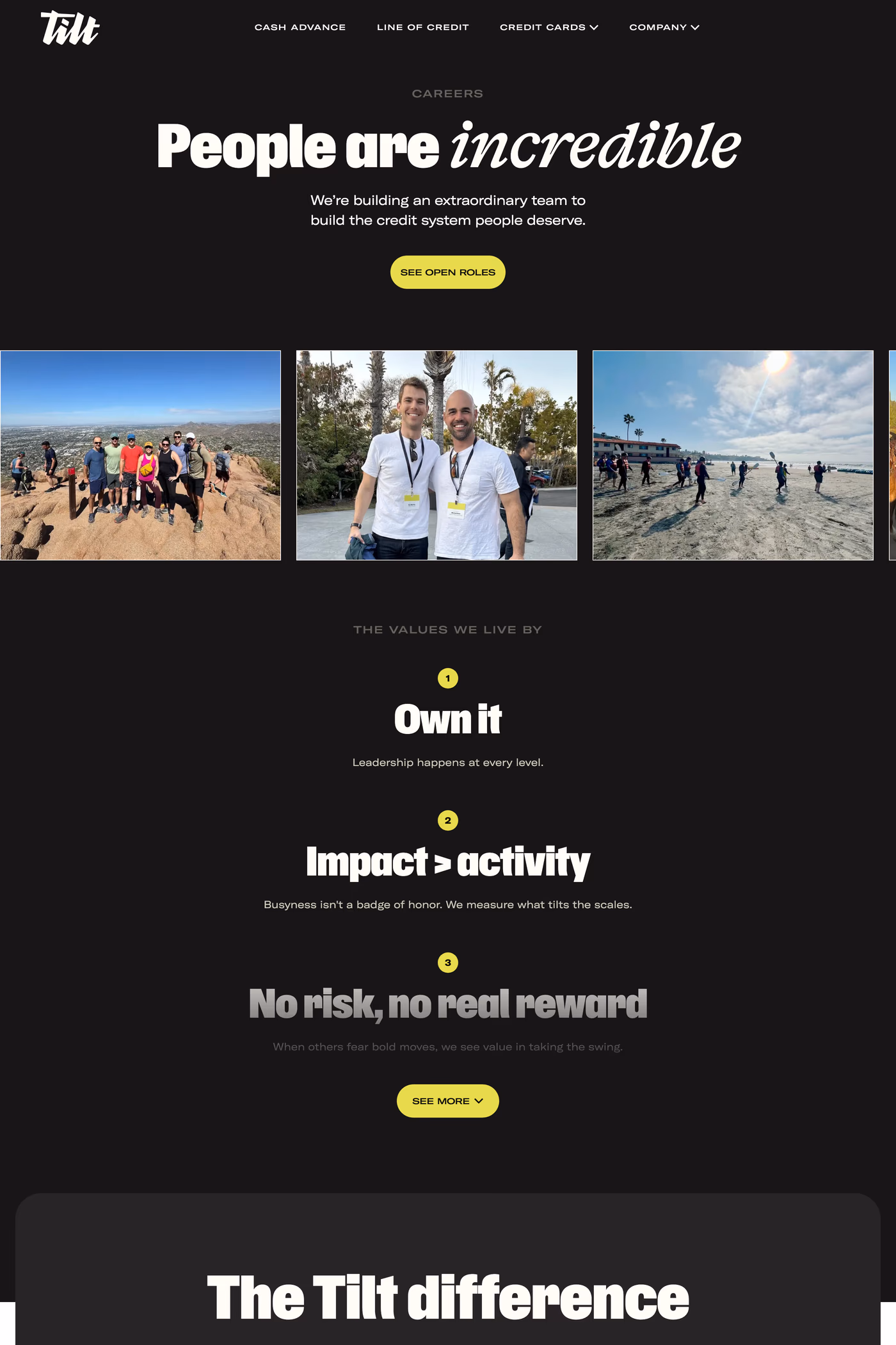 Tilt careers page