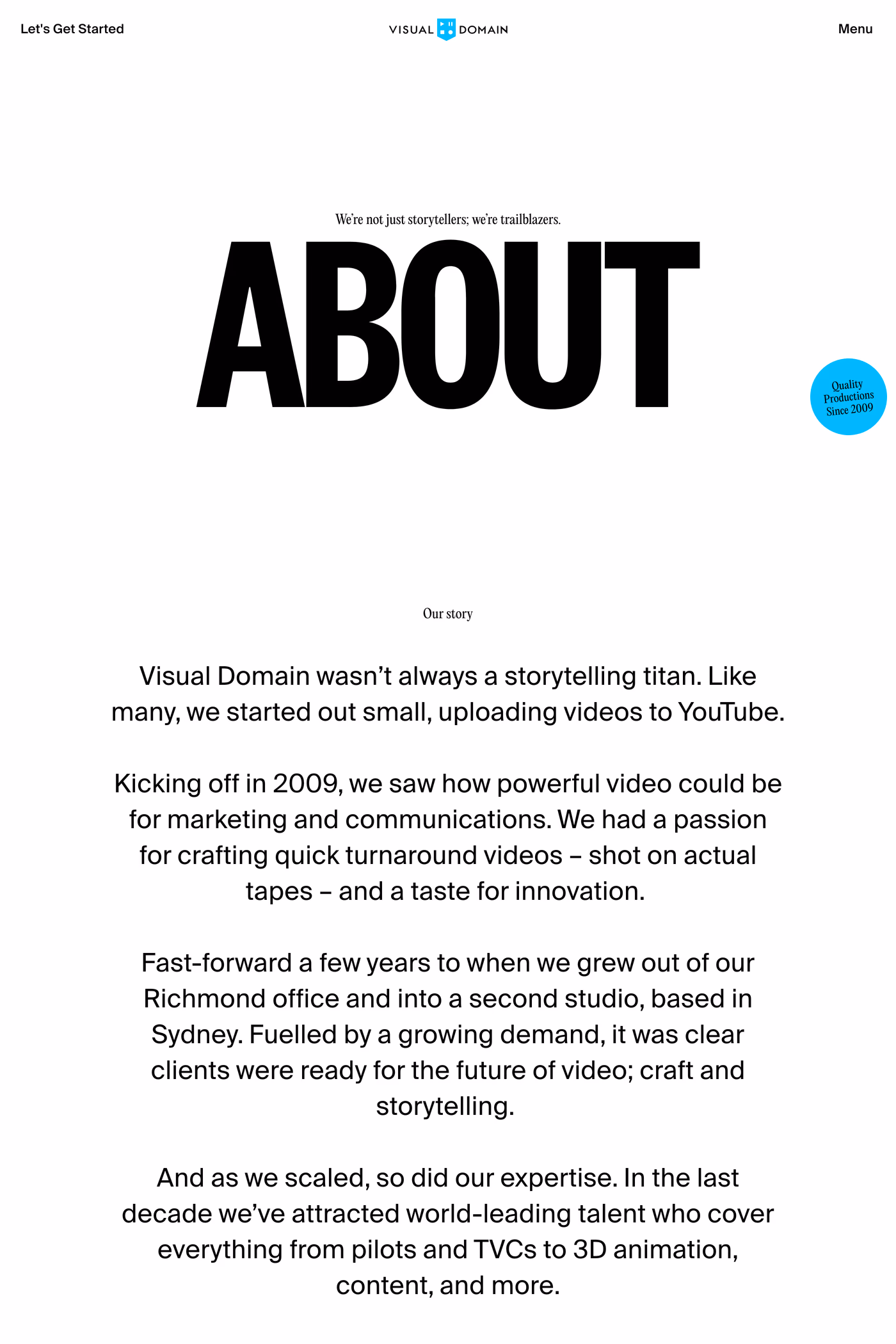 Visual Domain about page