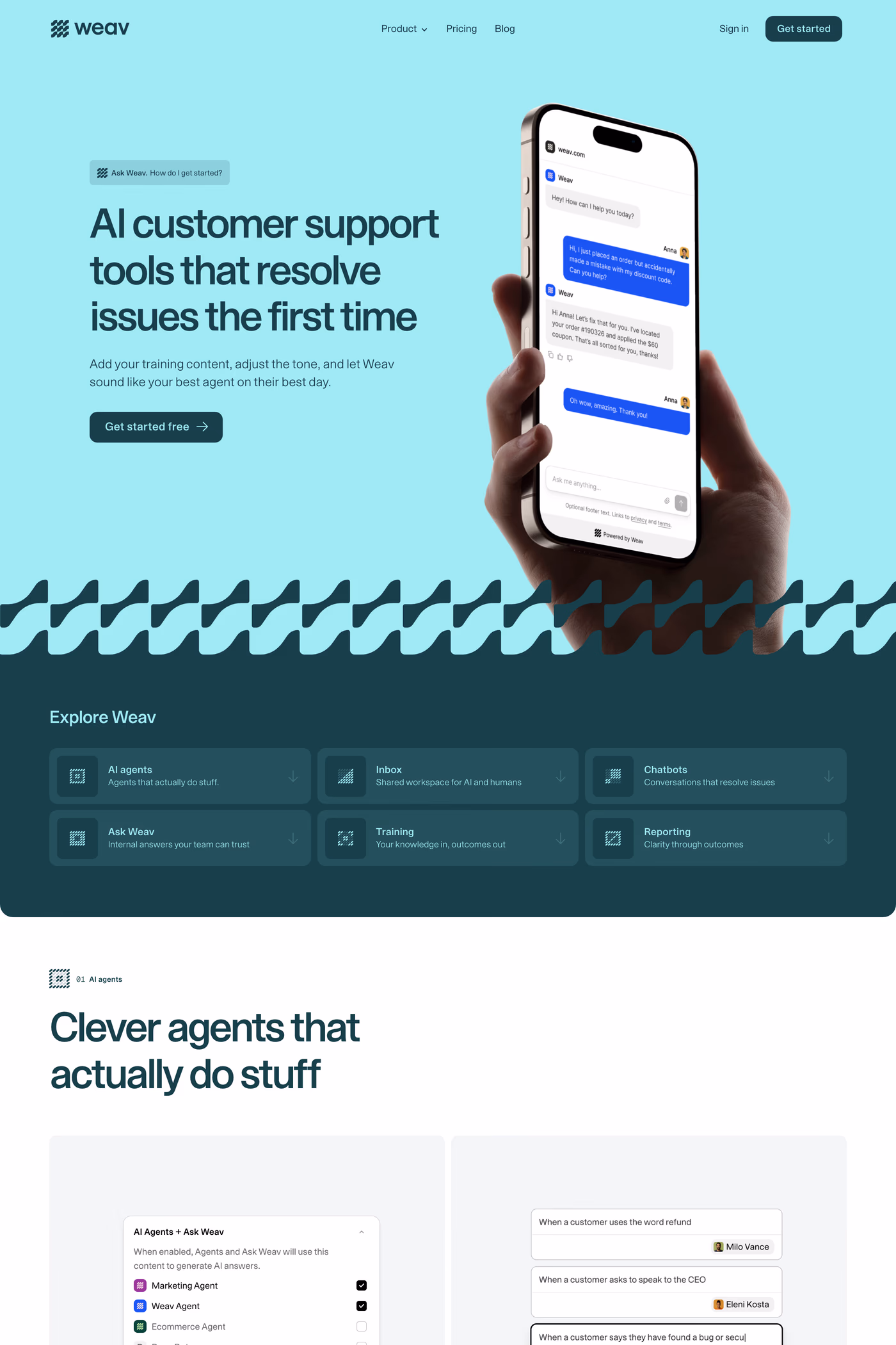 Weav features page