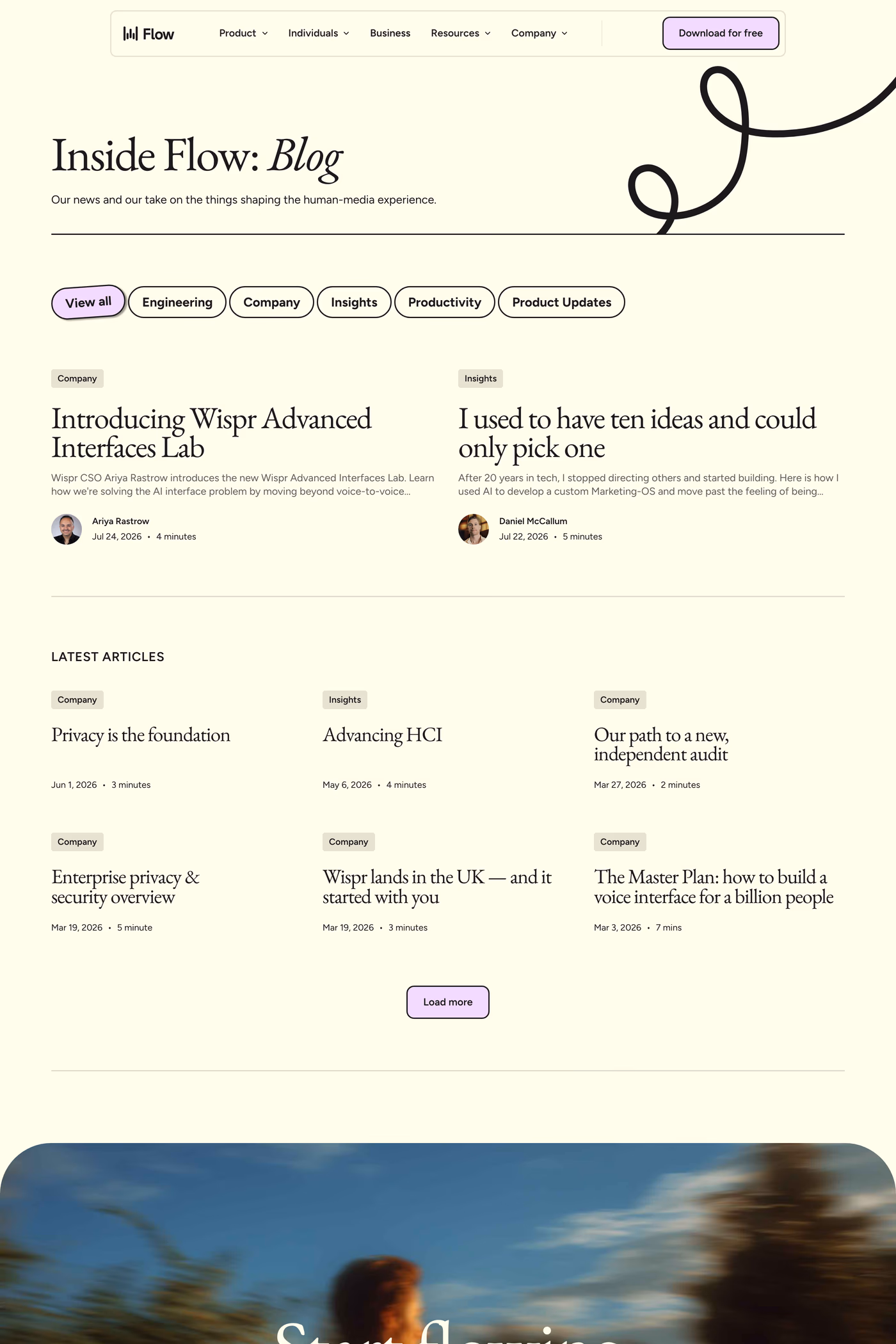 Wispr Flow blog page
