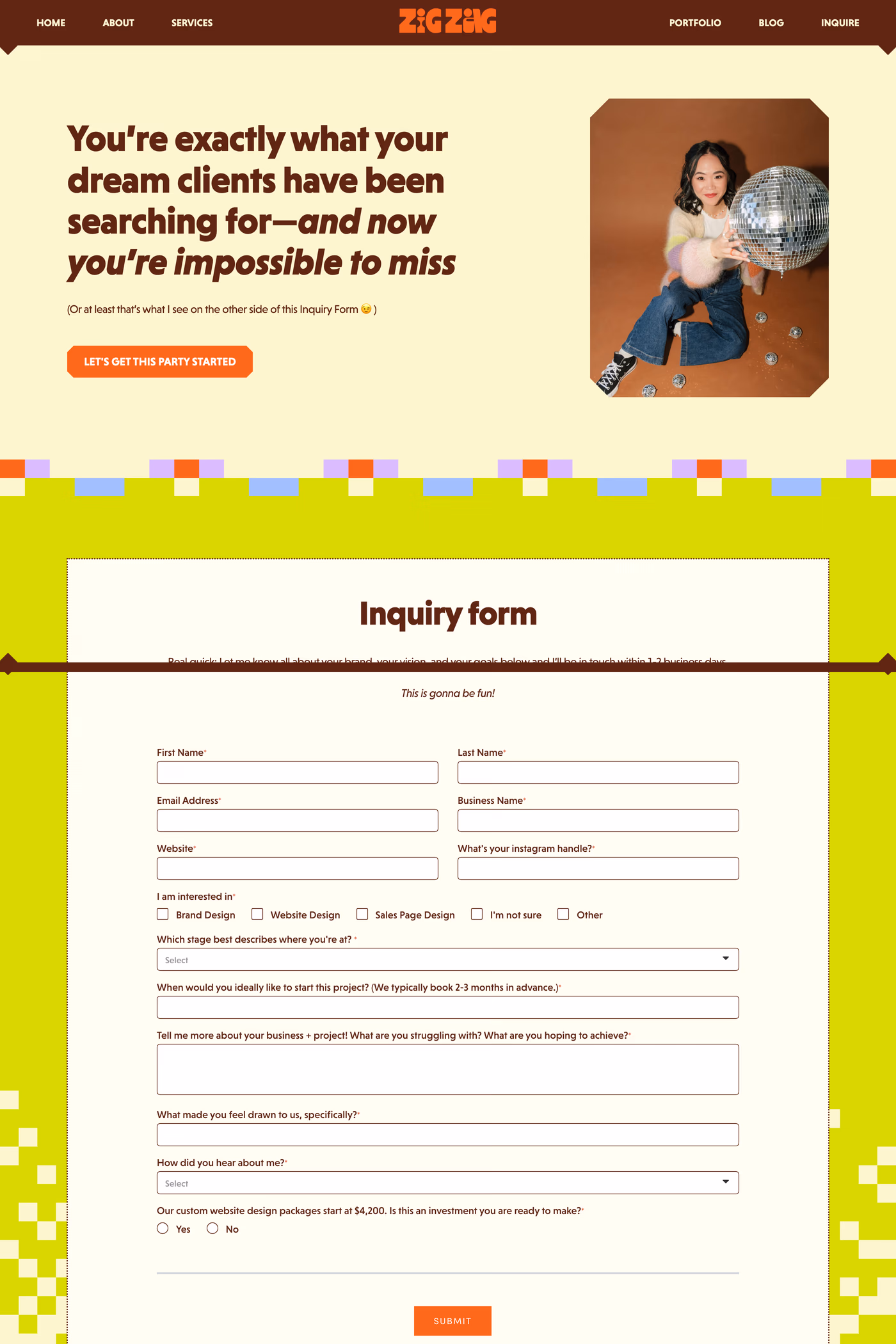 Zig Zag Creative contact page