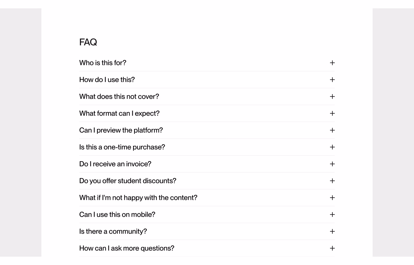 Devouring Details FAQ section
