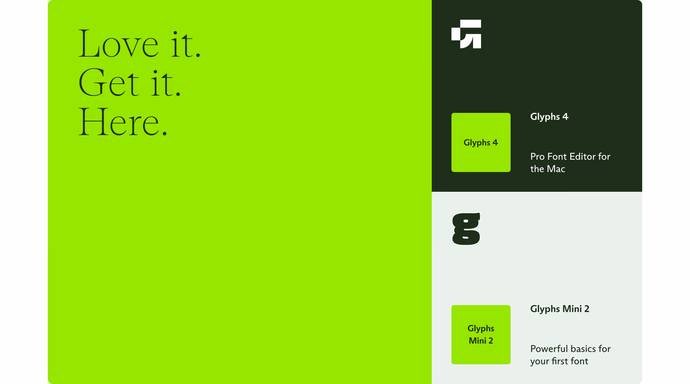 Glyphs Call to action section