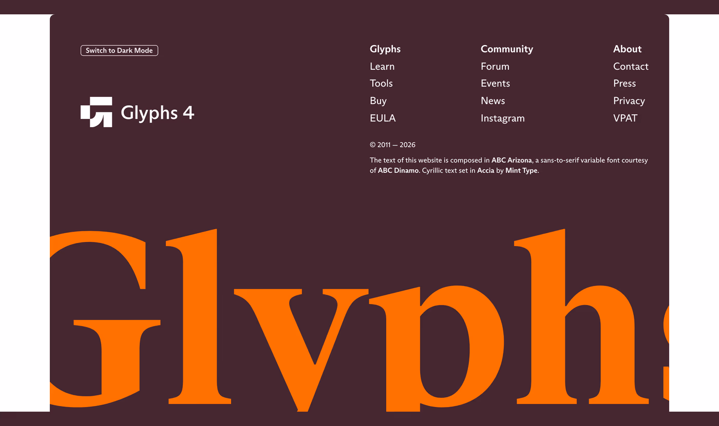 Glyphs Footer section
