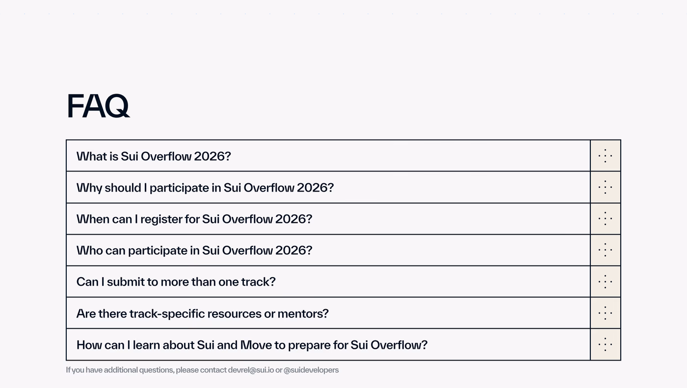 Sui Overflow 2025 FAQ section