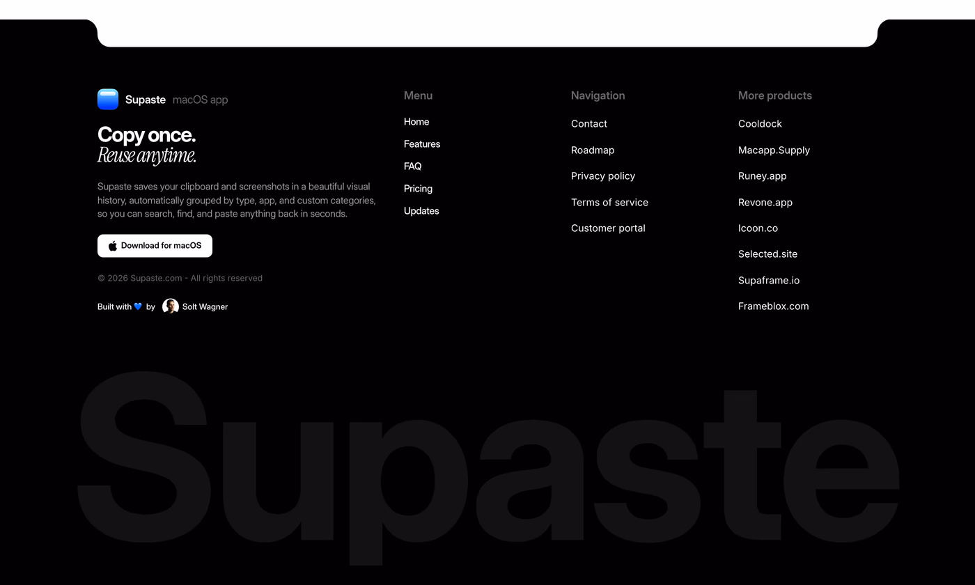 Supaste Footer section