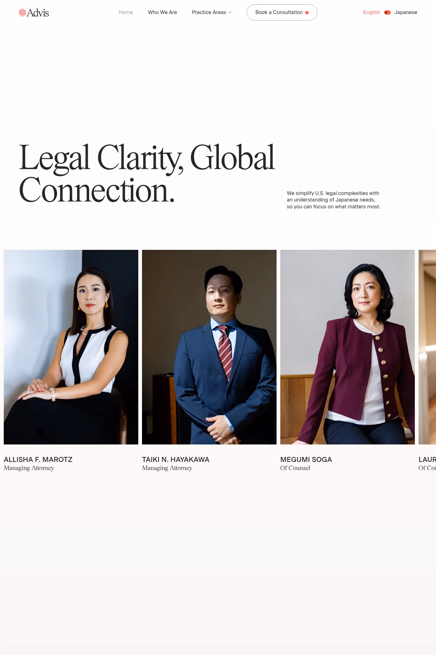 Advis Law website screenshot