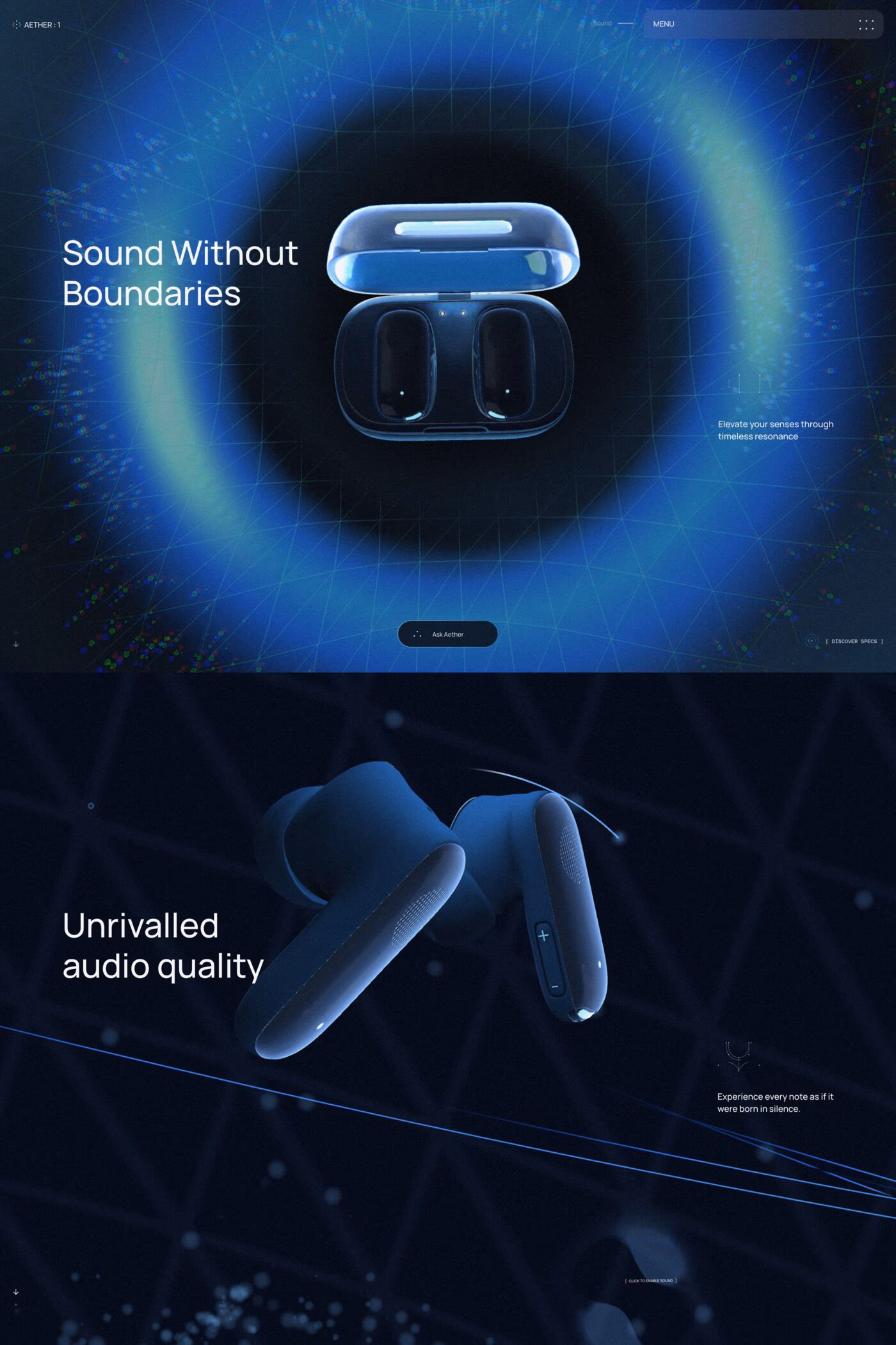 Aether 1 website screenshot