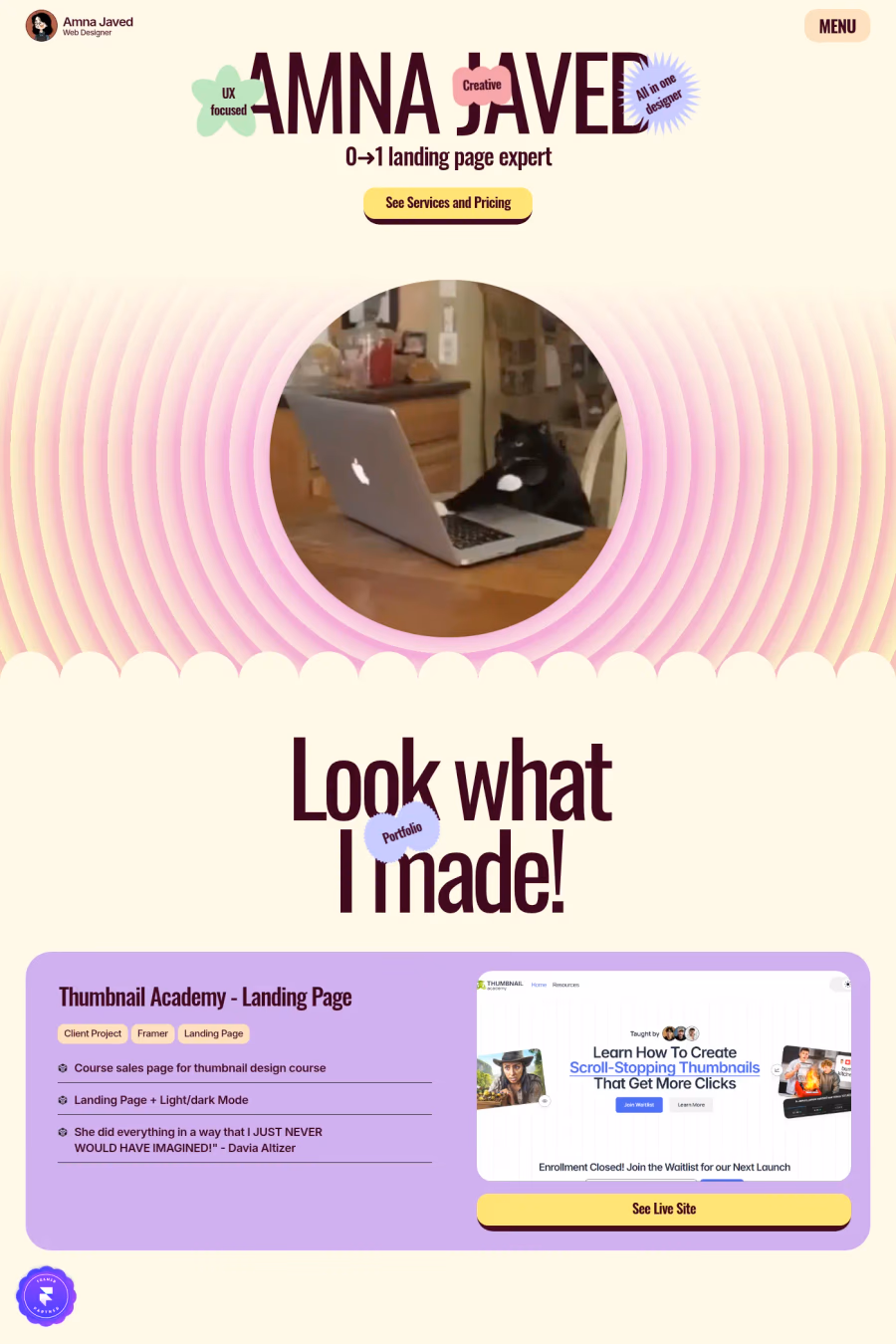 Amna Javed website screenshot