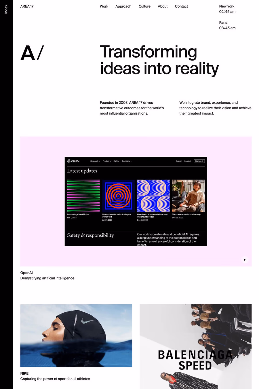 AREA 17 website screenshot