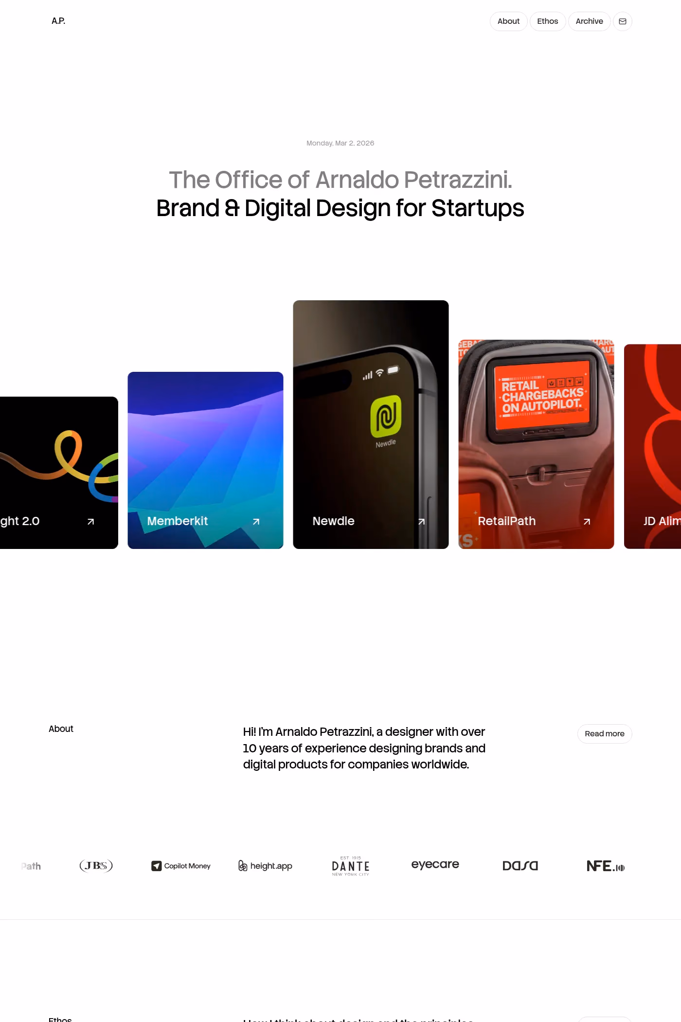 Arnaldo Petrazzini website screenshot