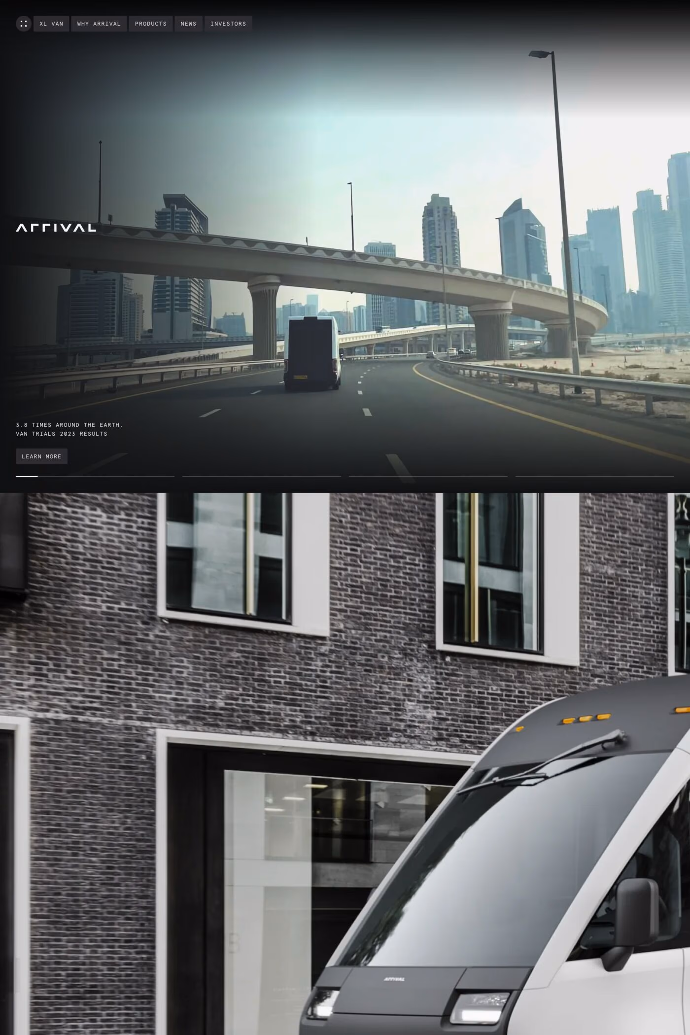 Arrival website screenshot