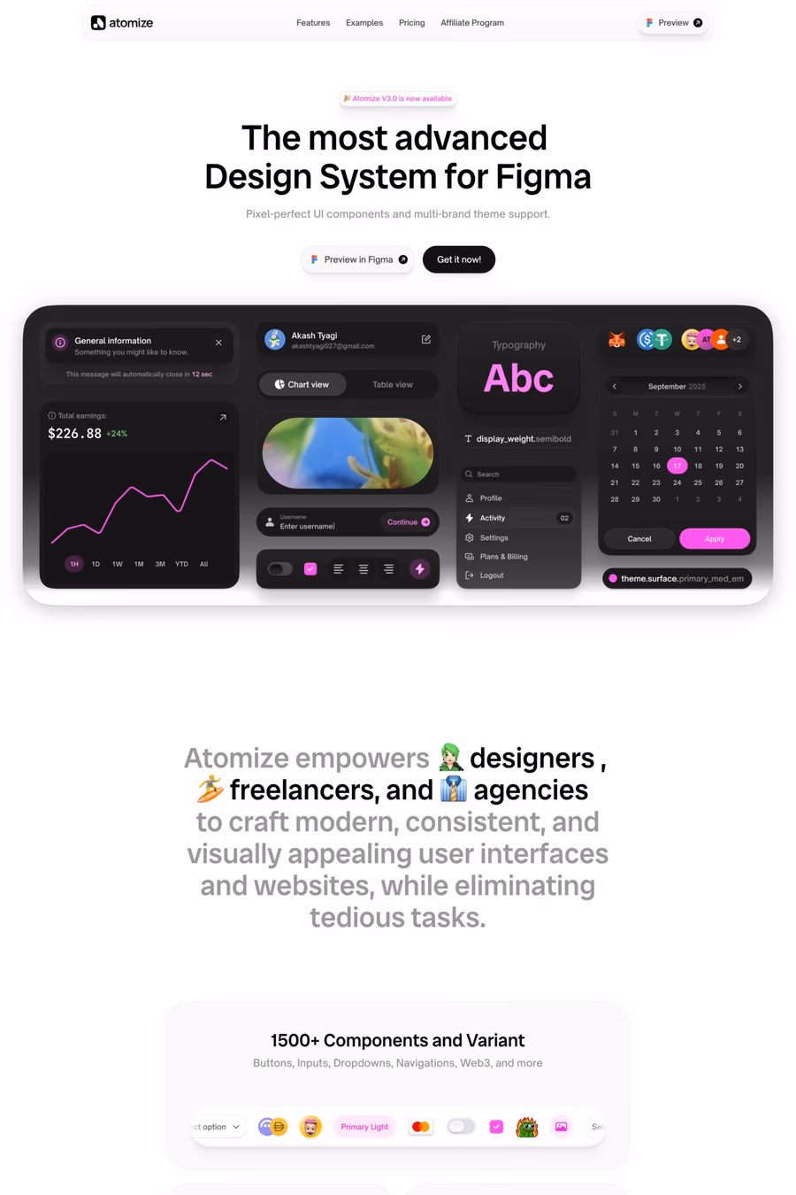 Atomize website screenshot