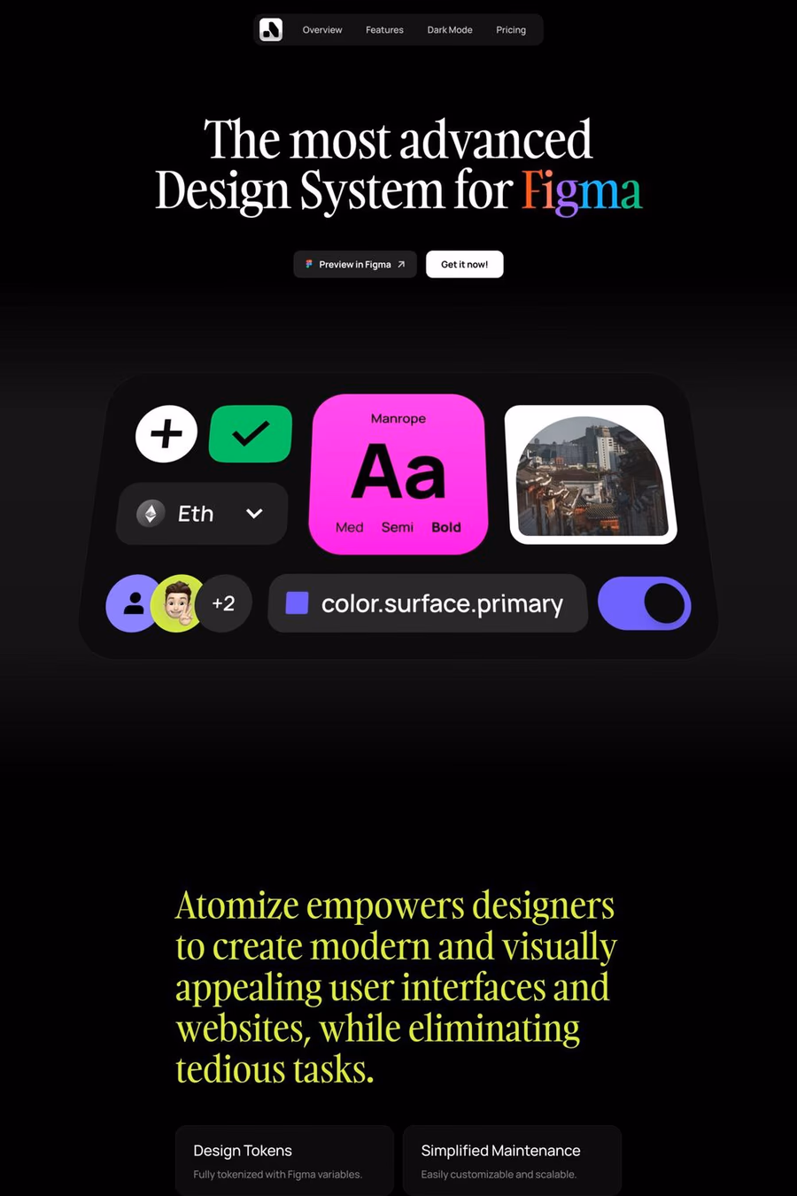 Atomize website screenshot