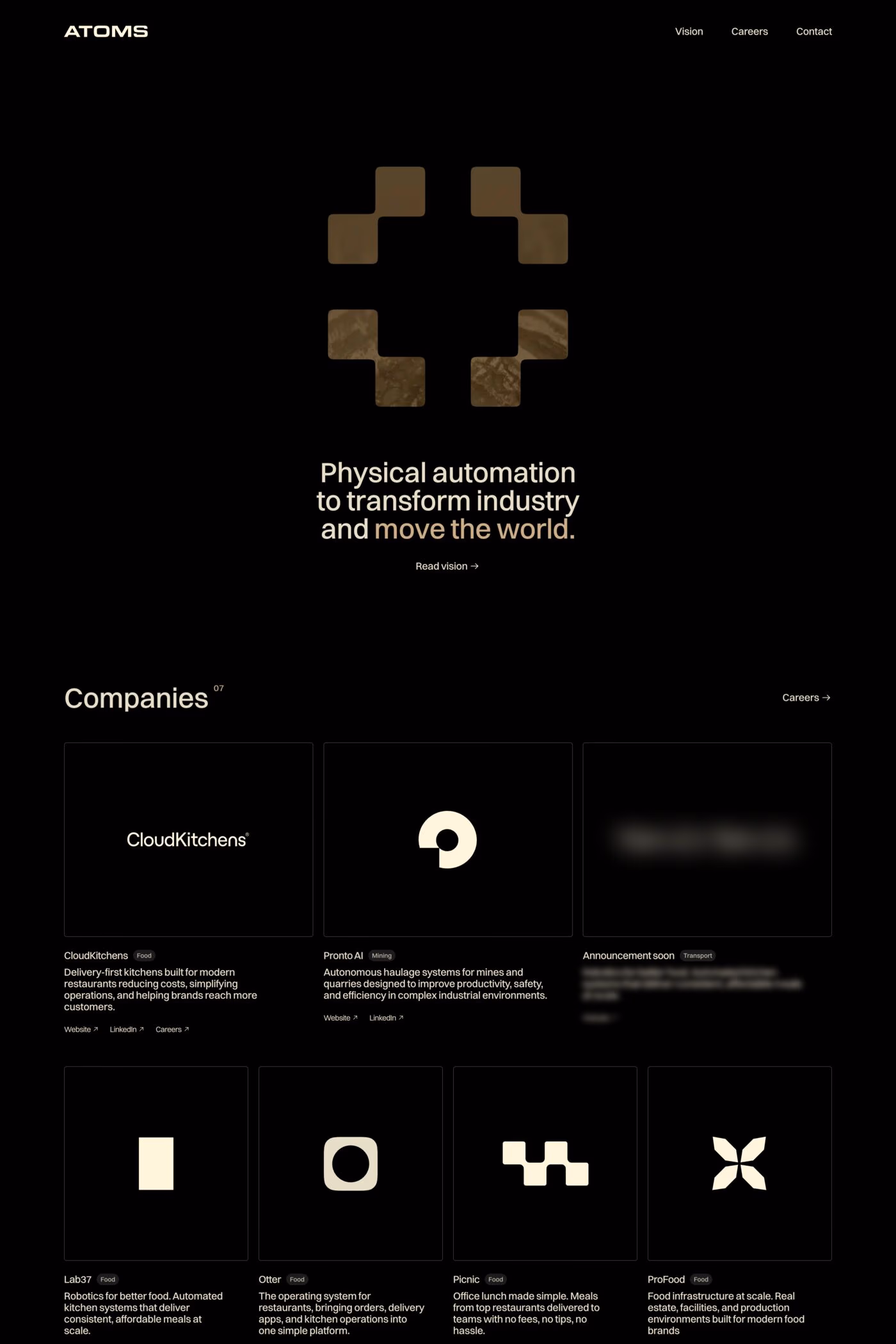 Atoms website screenshot