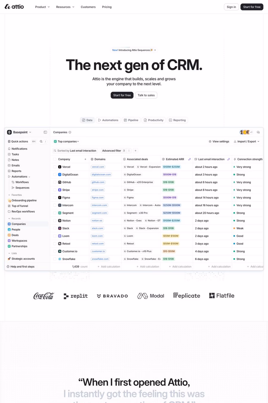 Attio website screenshot