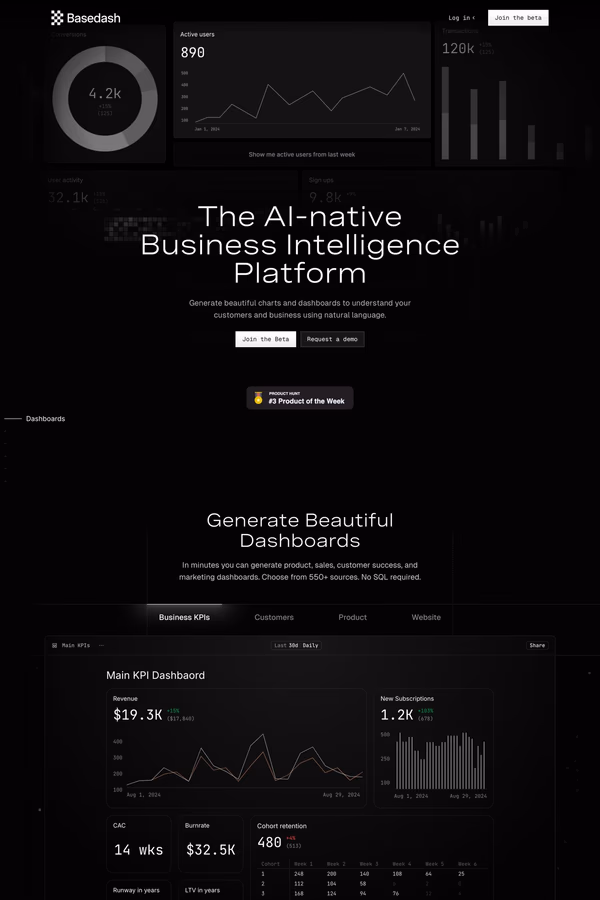 Basedash website screenshot