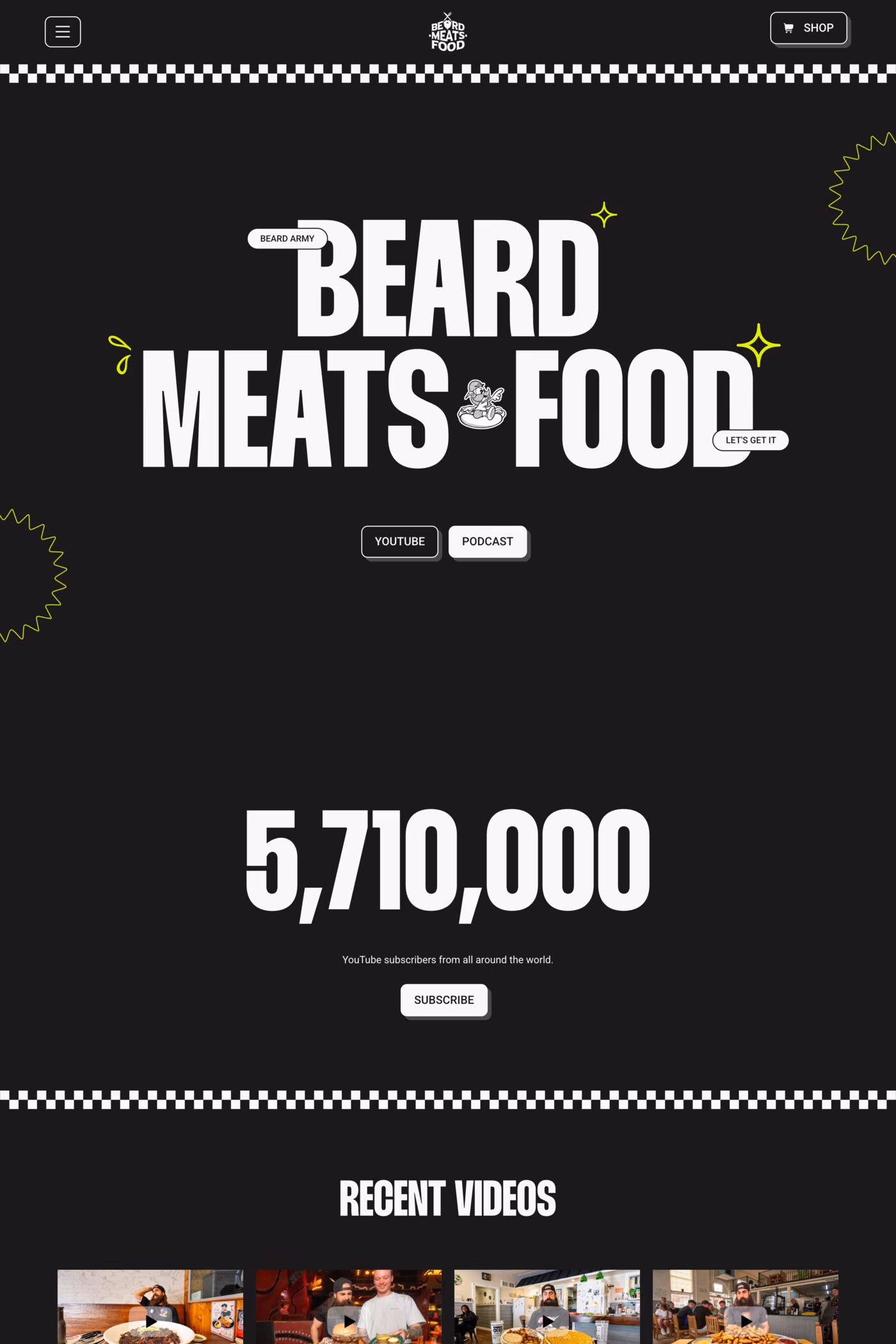 Beard Meats Food website screenshot
