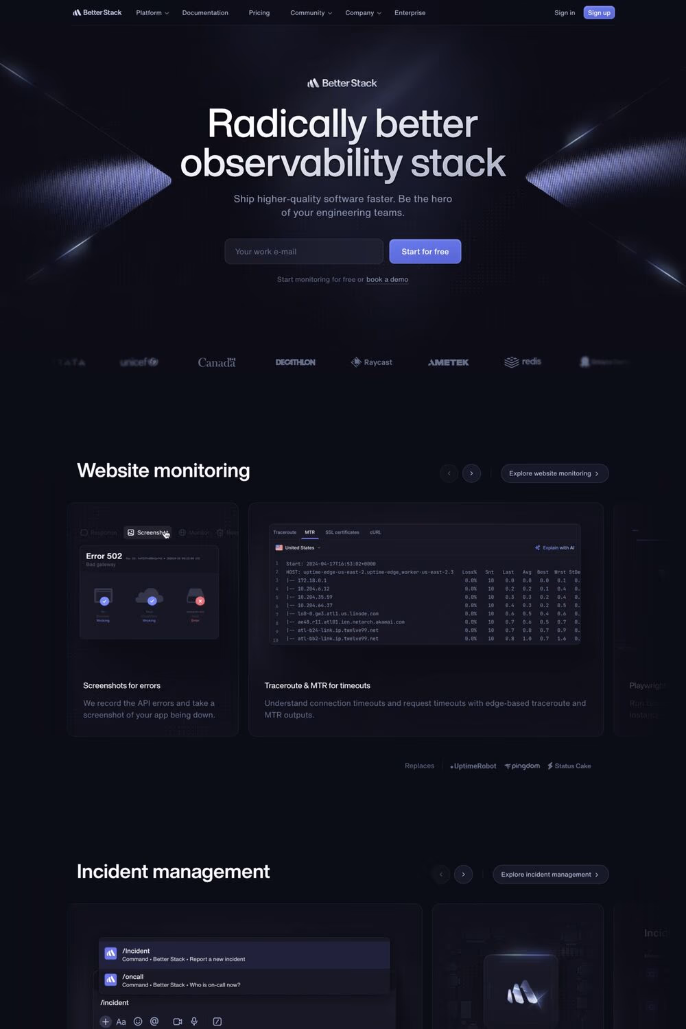 Better Stack website screenshot