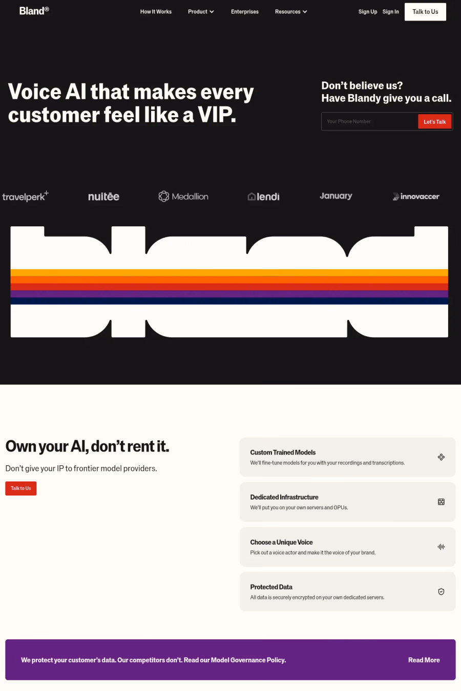 Bland AI website screenshot