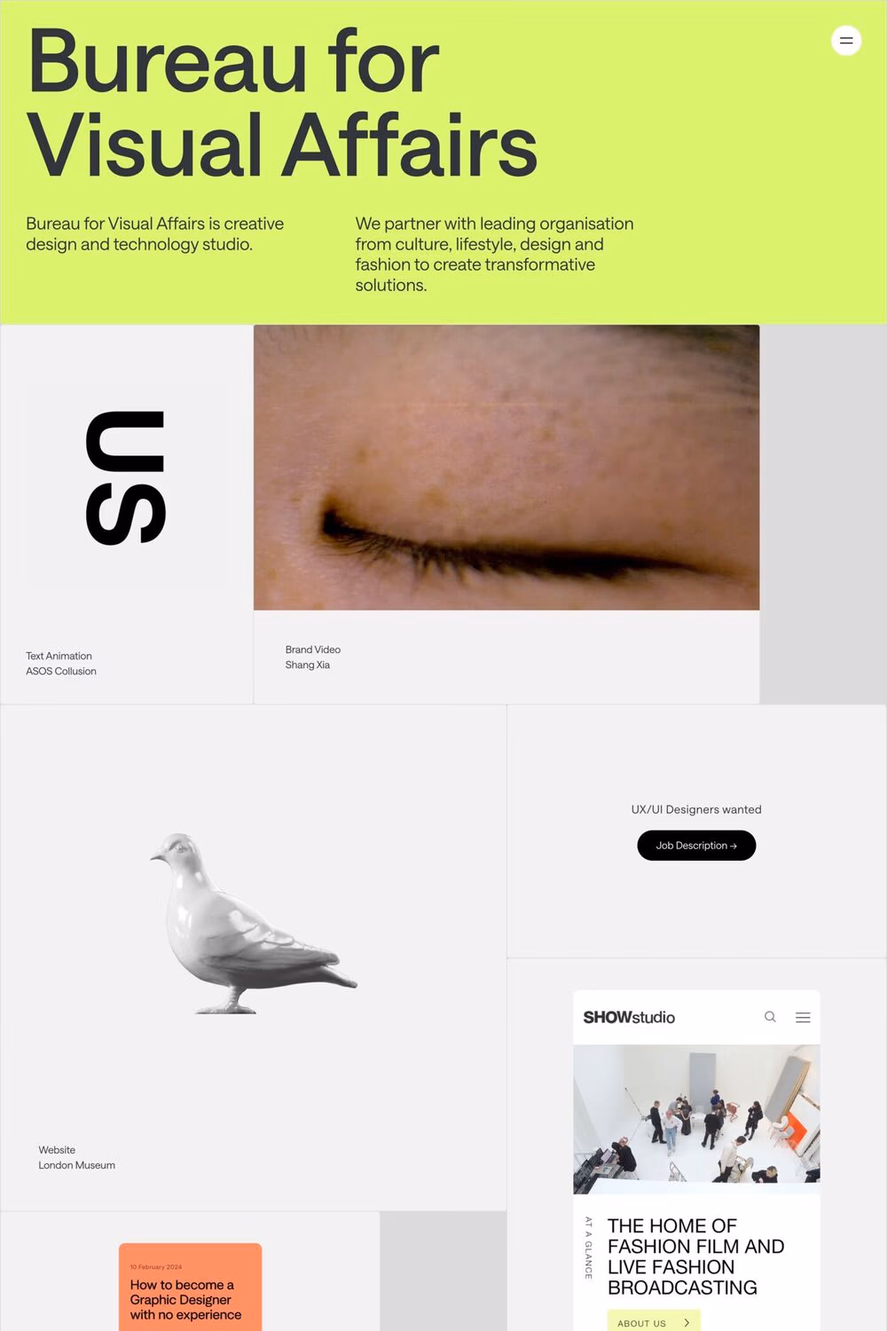 Bureau for Visual Affairs website screenshot