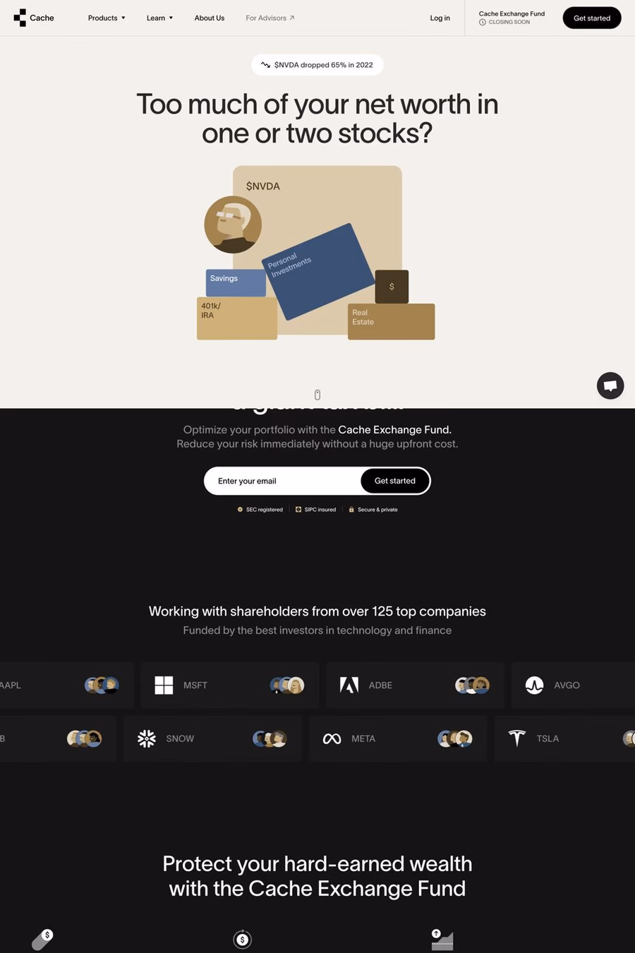 Cache website screenshot