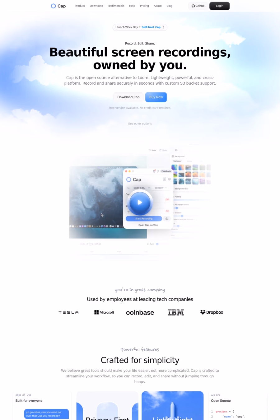 Cap website screenshot