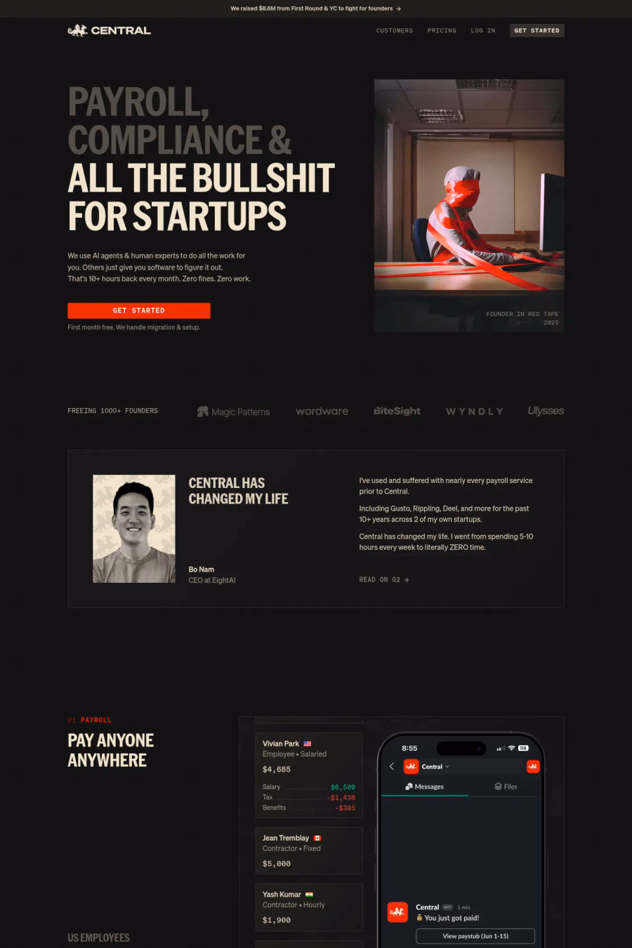 Central website screenshot